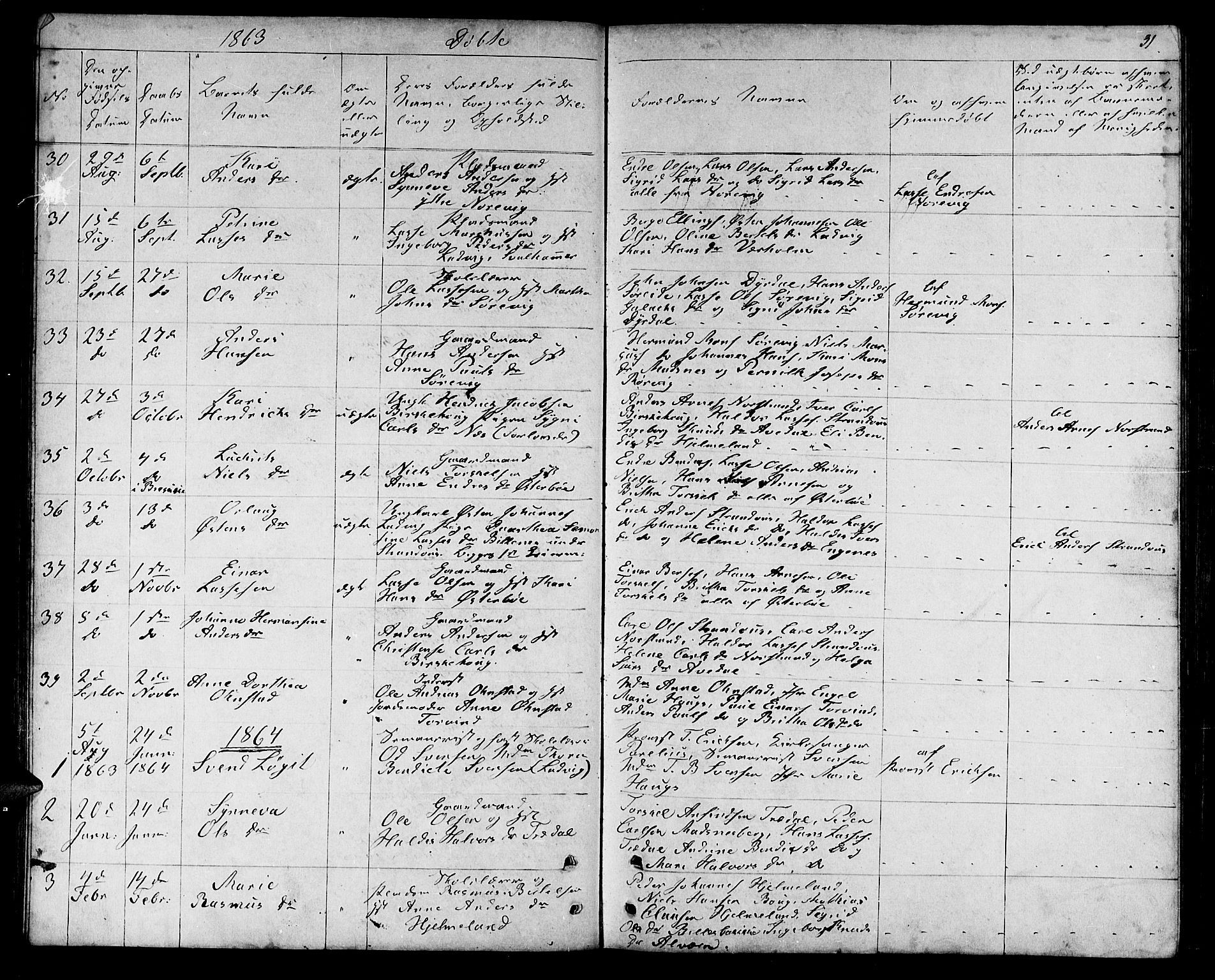 Lavik sokneprestembete, SAB/A-80901: Parish register (copy) no. A 1, 1854-1881, p. 31