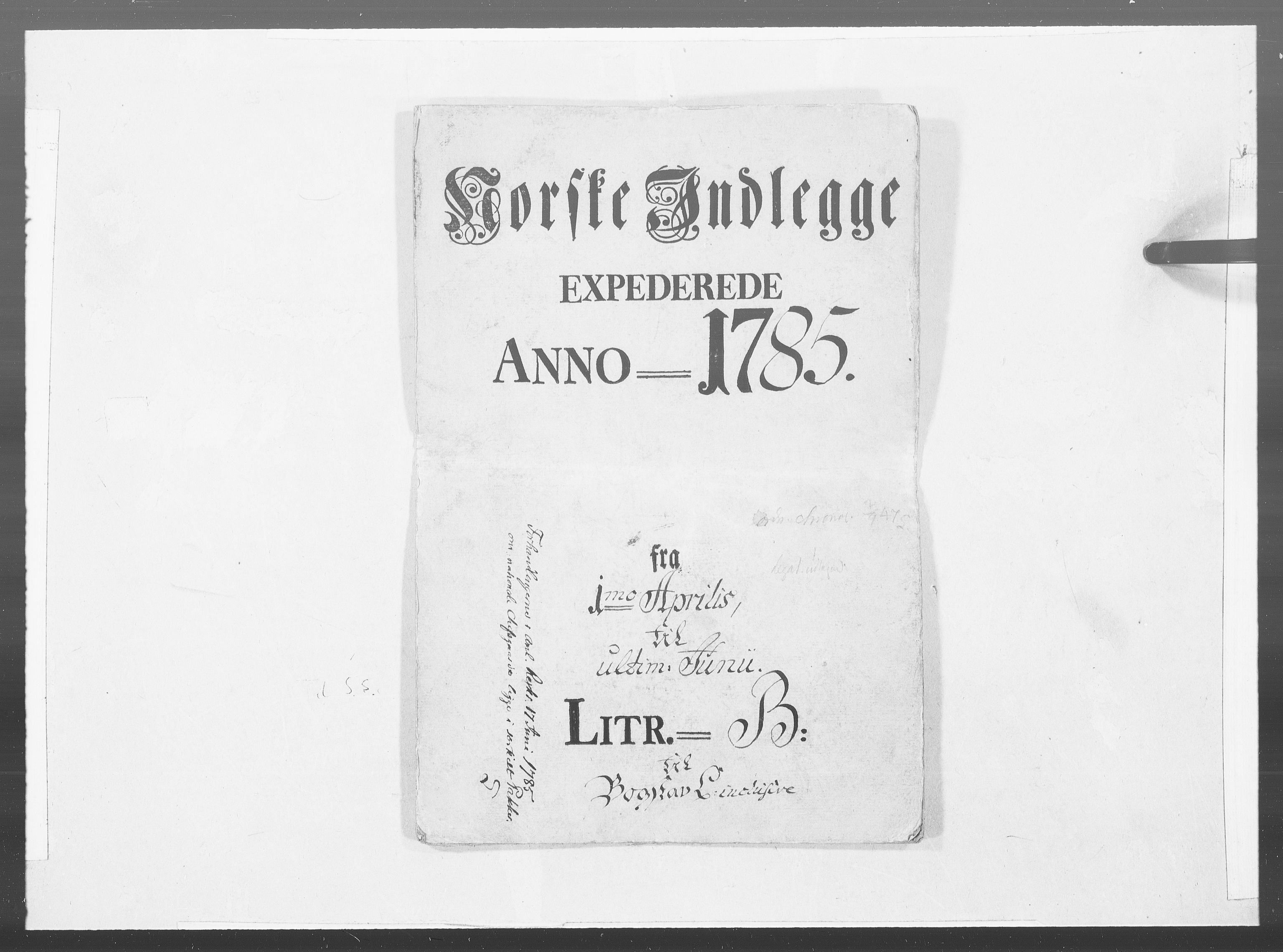 Danske Kanselli 1572-1799, RA/EA-3023/F/Fc/Fcc/Fcca/L0255: Norske innlegg 1572-1799, 1785, p. 1