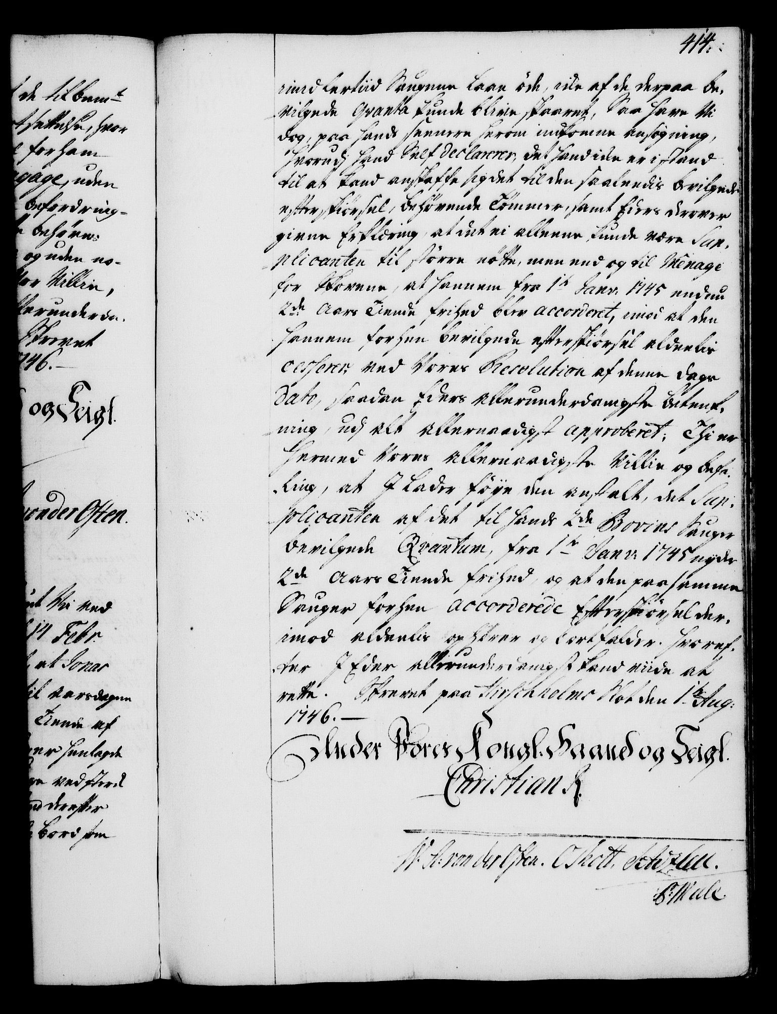 Rentekammeret, Kammerkanselliet, RA/EA-3111/G/Gg/Gga/L0005: Norsk ekspedisjonsprotokoll med register (merket RK 53.5), 1741-1749, p. 414