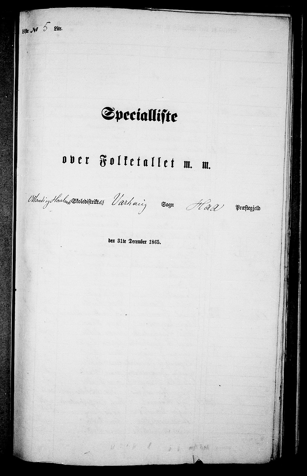 RA, 1865 census for Hå, 1865, p. 92