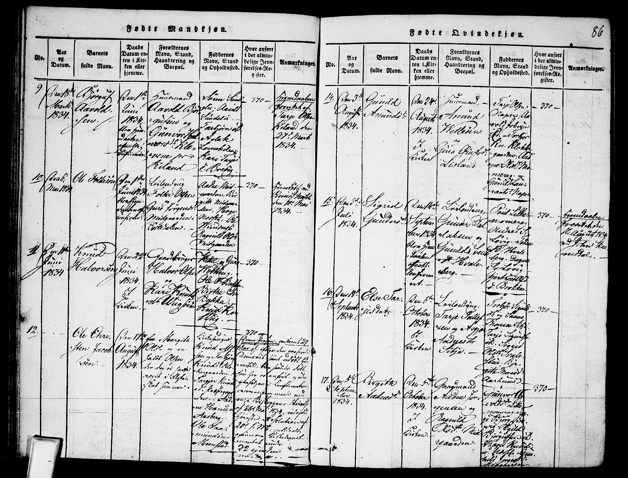 Fyresdal kirkebøker, AV/SAKO-A-263/F/Fa/L0003: Parish register (official) no. I 3, 1815-1840, p. 86