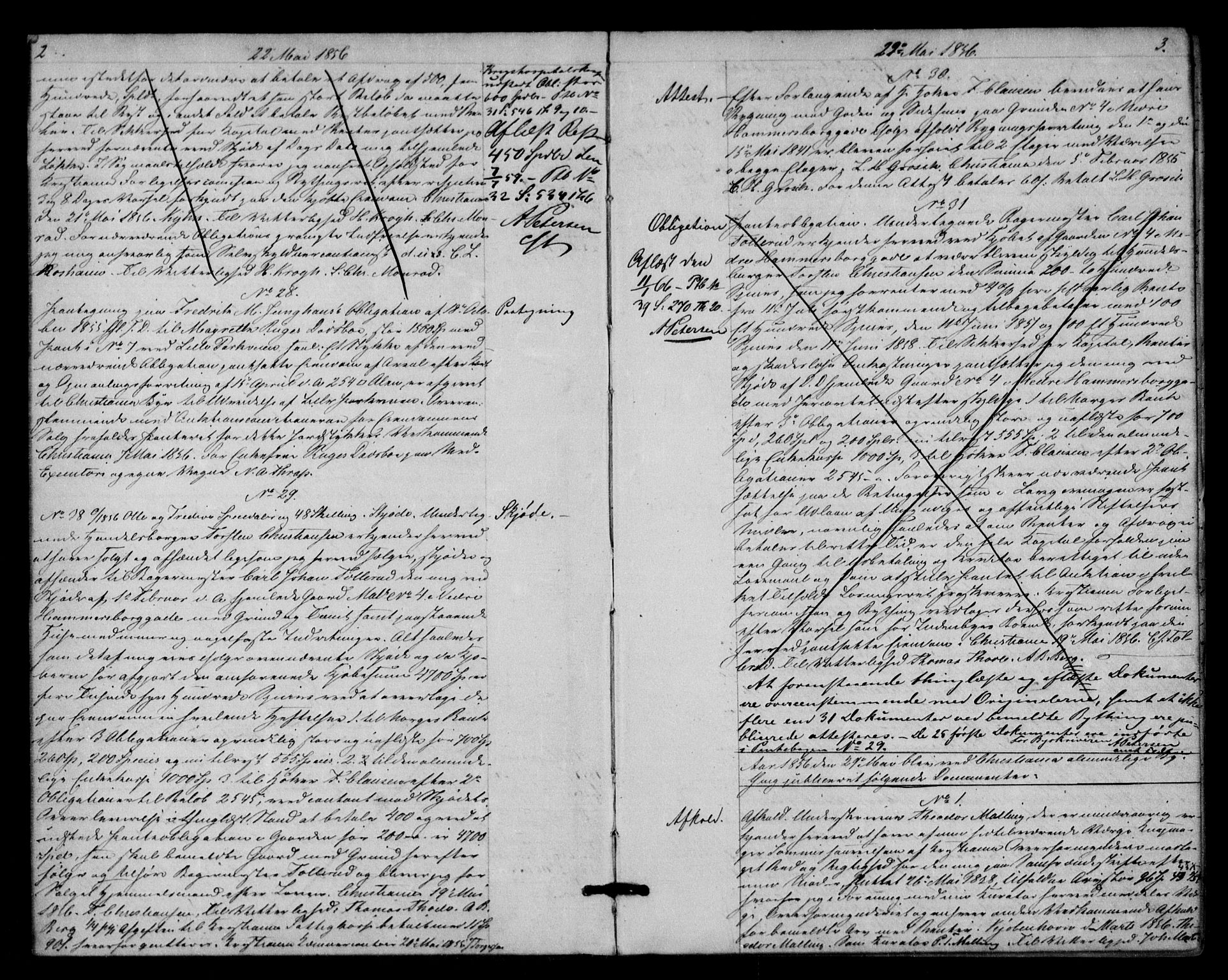 Christiania byfogd, AV/SAO-A-11543/G/Gb/Gba/L0030: Mortgage book no. 30, 1856-1857, p. 2-3