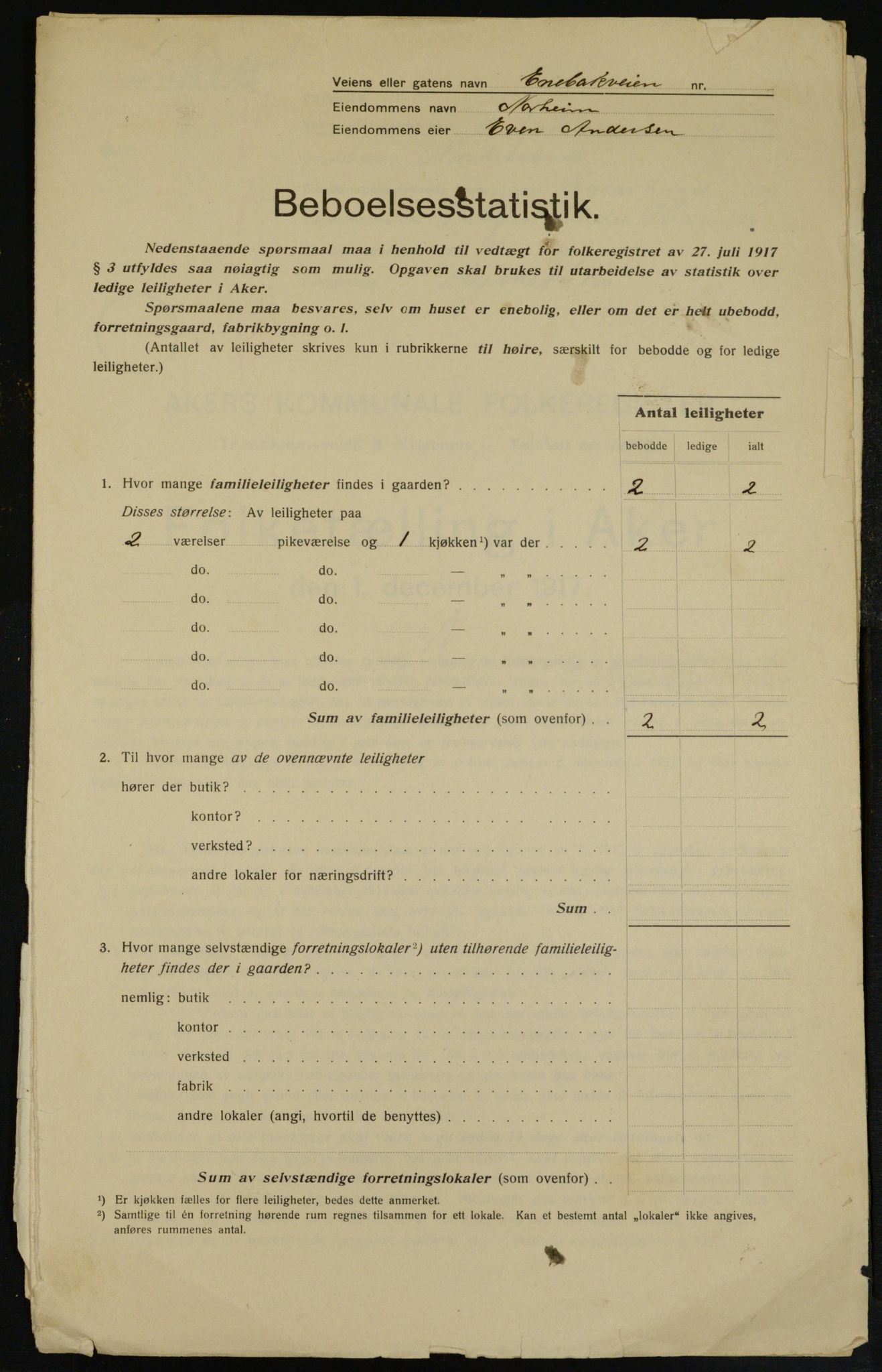 OBA, Municipal Census 1917 for Aker, 1917, p. 22944