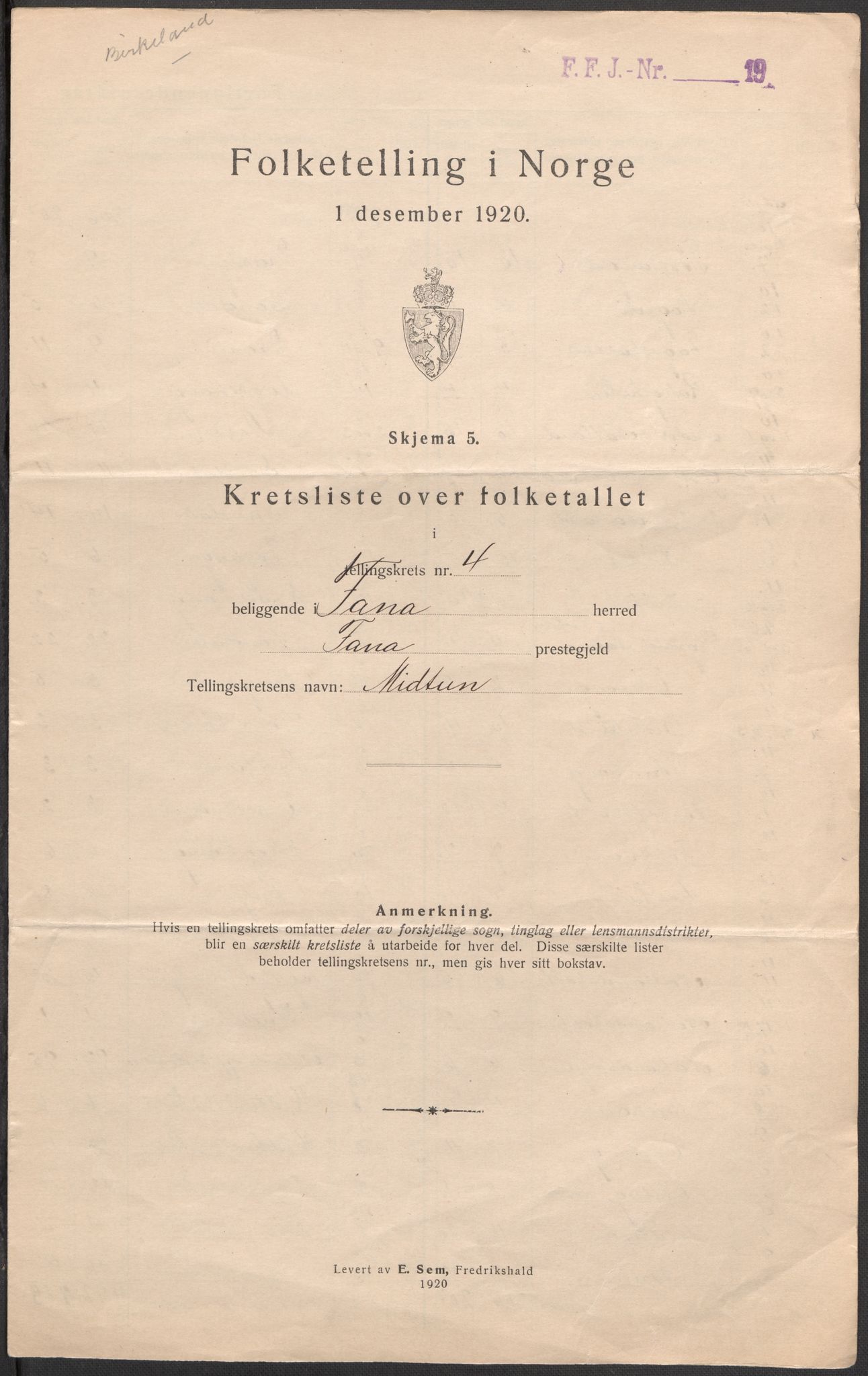 SAB, 1920 census for Fana, 1920, p. 22