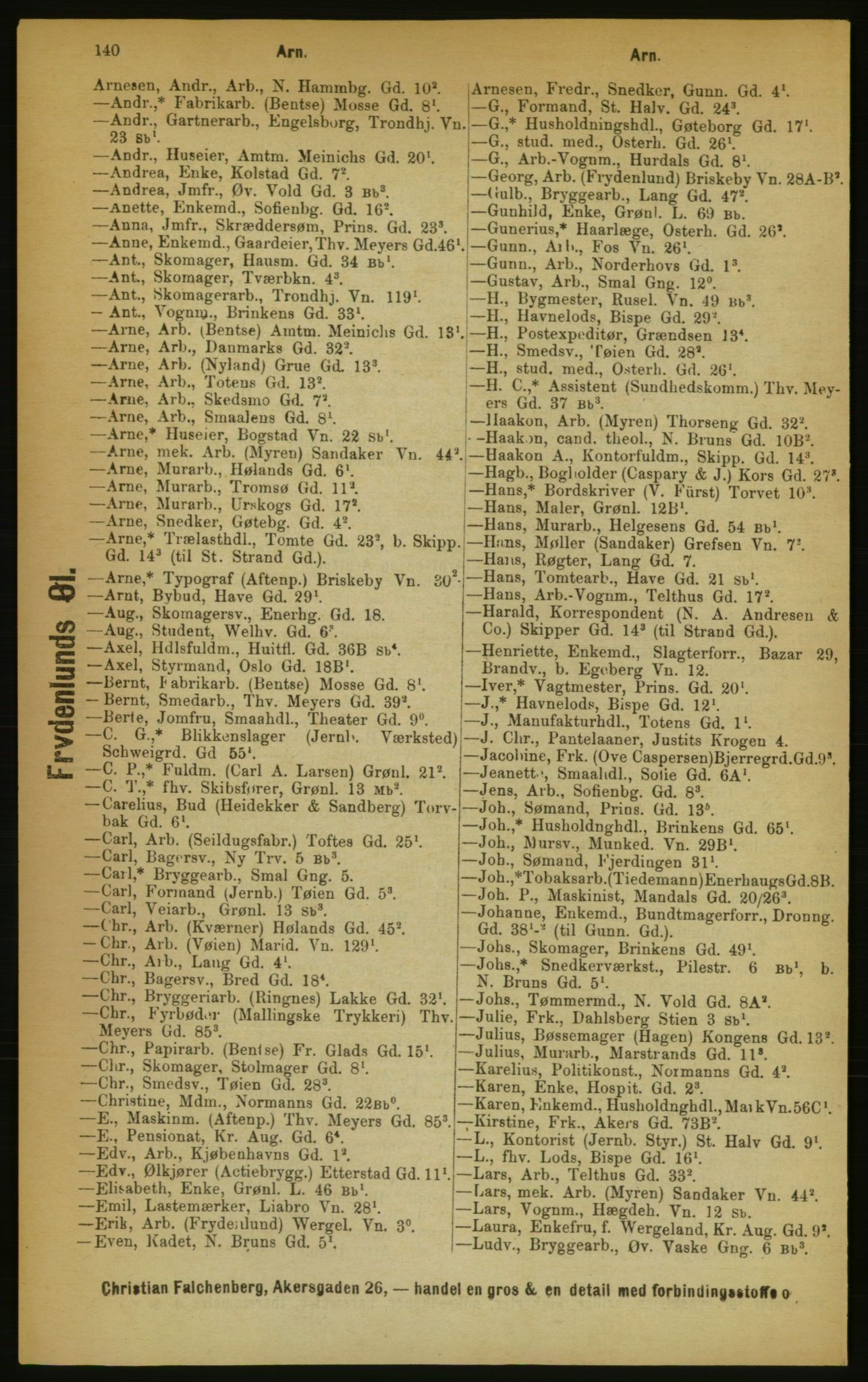 Kristiania/Oslo adressebok, PUBL/-, 1889, p. 140