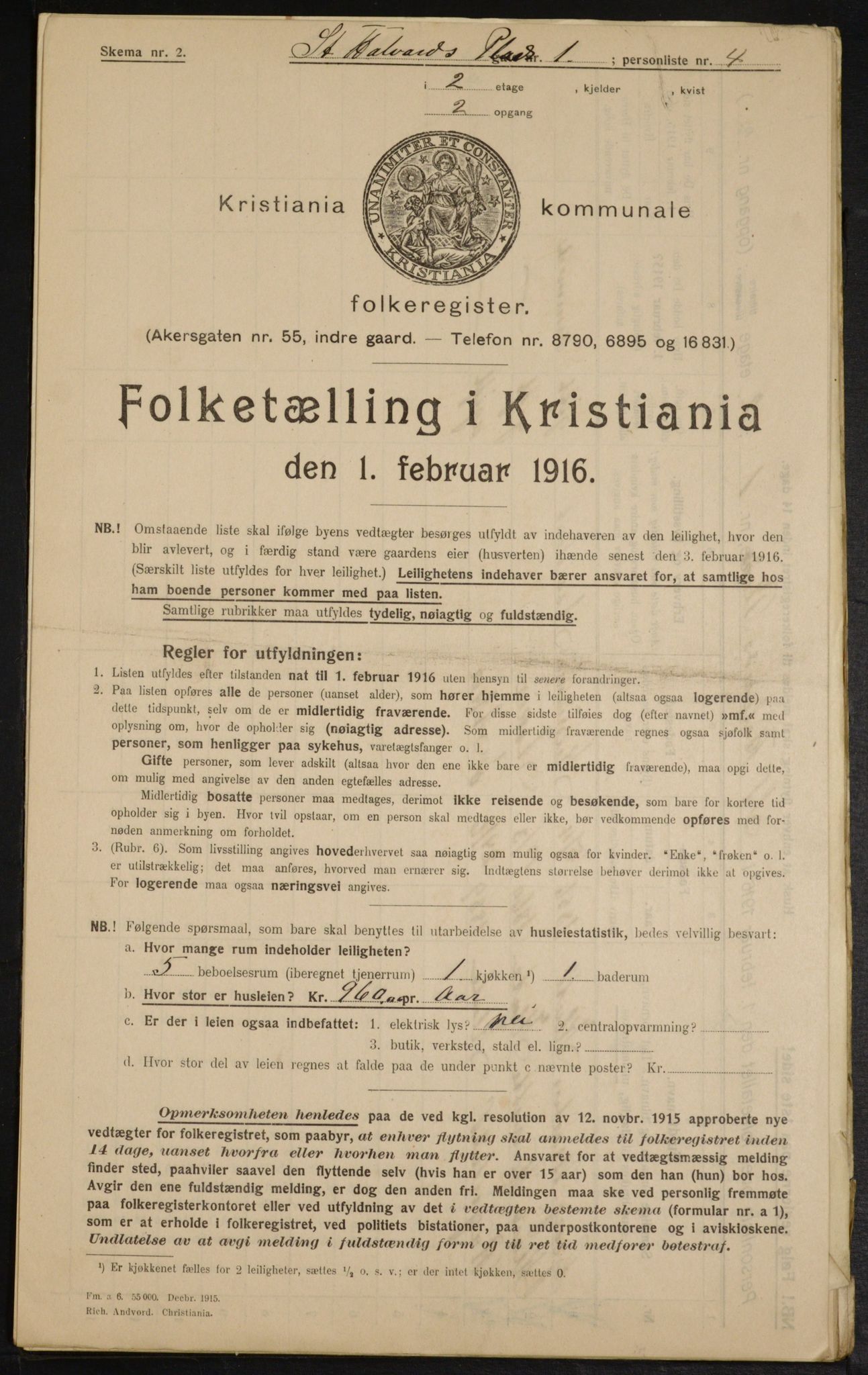 OBA, Municipal Census 1916 for Kristiania, 1916, p. 90112