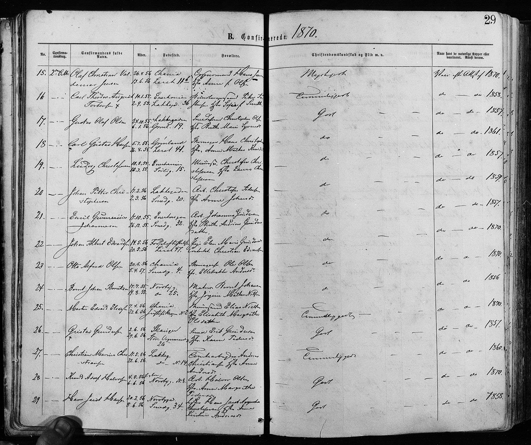 Grønland prestekontor Kirkebøker, SAO/A-10848/F/Fa/L0005: Parish register (official) no. 5, 1869-1880, p. 29