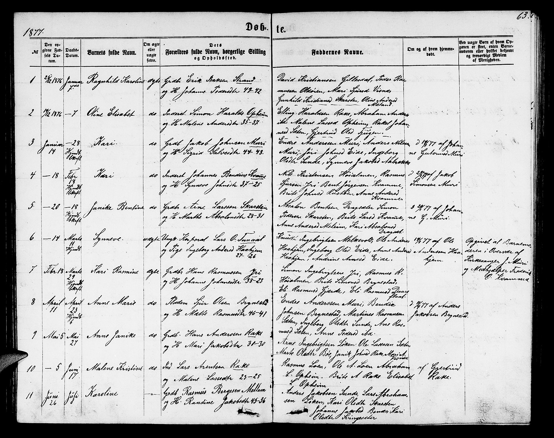 Innvik sokneprestembete, SAB/A-80501: Parish register (copy) no. B 2, 1864-1885, p. 63