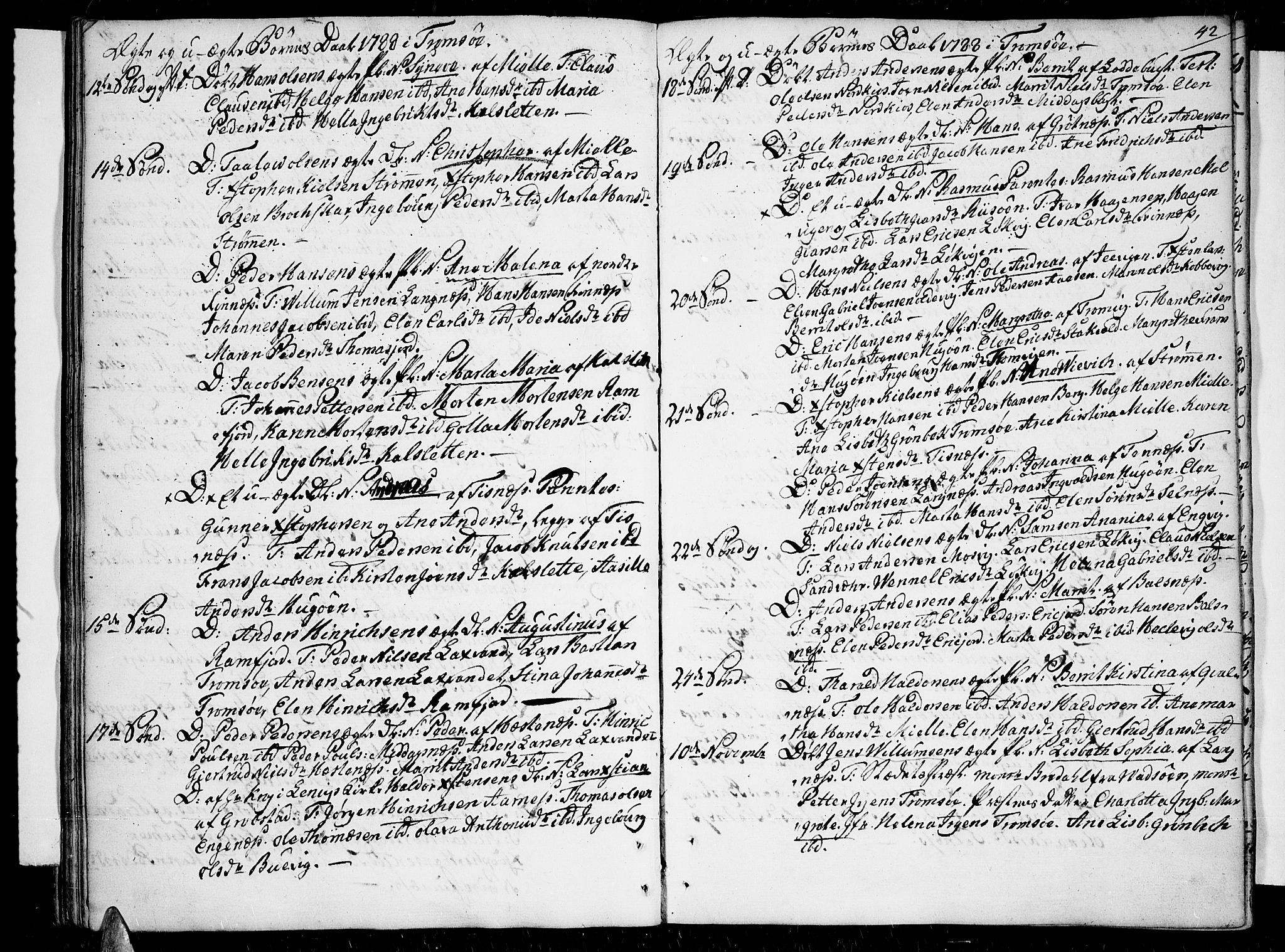 Tromsø sokneprestkontor/stiftsprosti/domprosti, SATØ/S-1343/G/Ga/L0003kirke: Parish register (official) no. 3, 1779-1796, p. 42