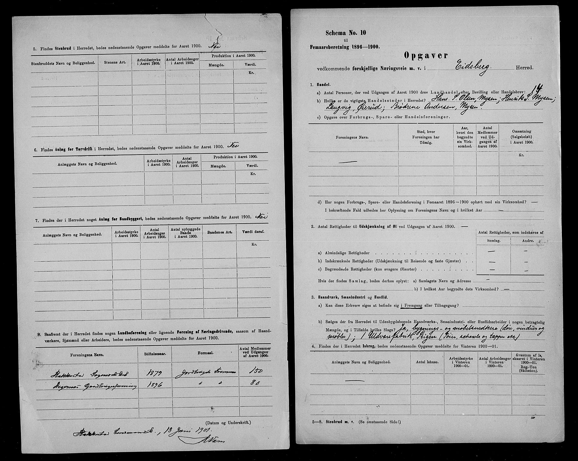 Statistisk sentralbyrå, Næringsøkonomiske emner, Generelt - Amtmennenes femårsberetninger, AV/RA-S-2233/F/Fa/L0092: --, 1896-1900, p. 198