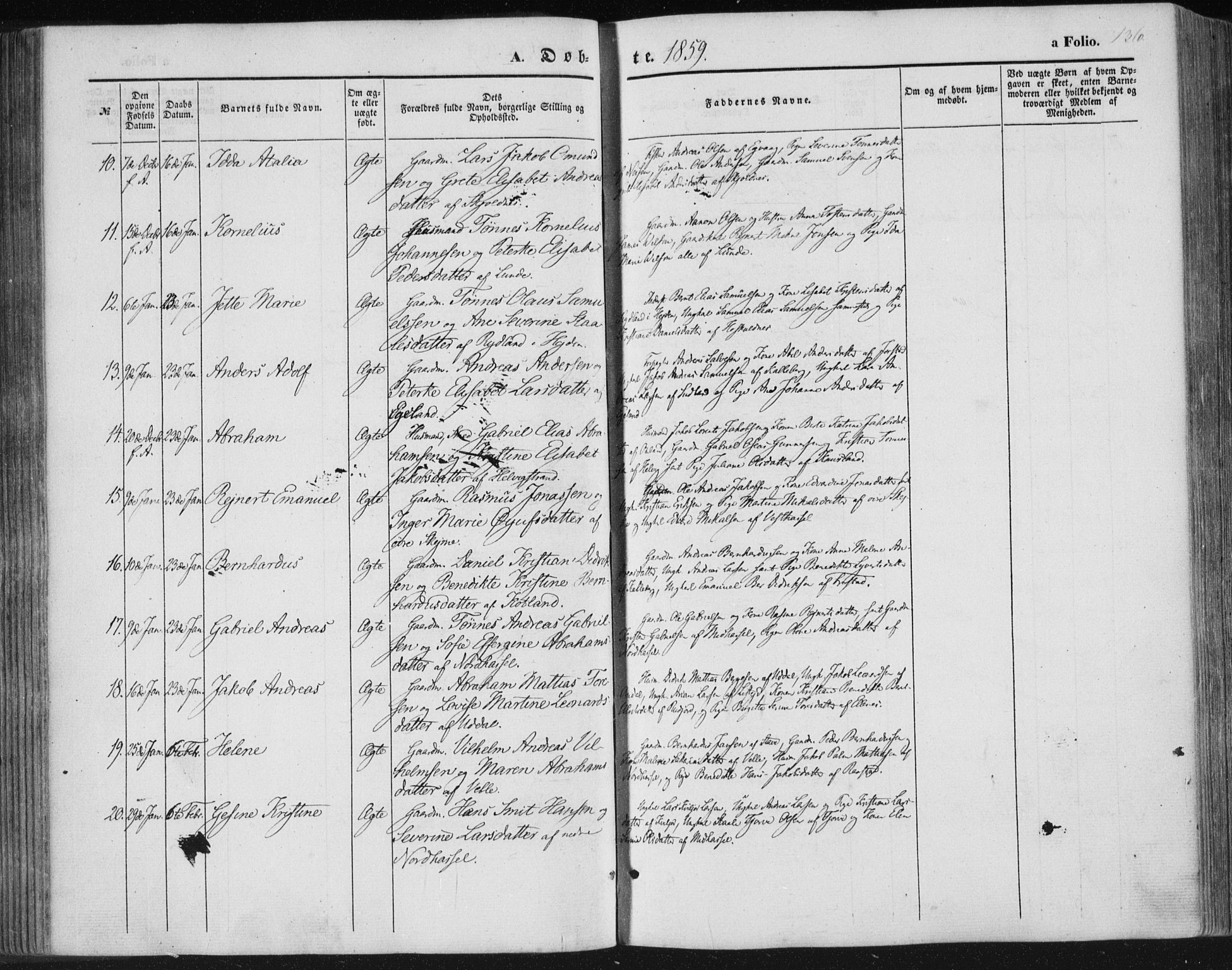 Lista sokneprestkontor, SAK/1111-0027/F/Fa/L0010: Parish register (official) no. A 10, 1846-1861, p. 136