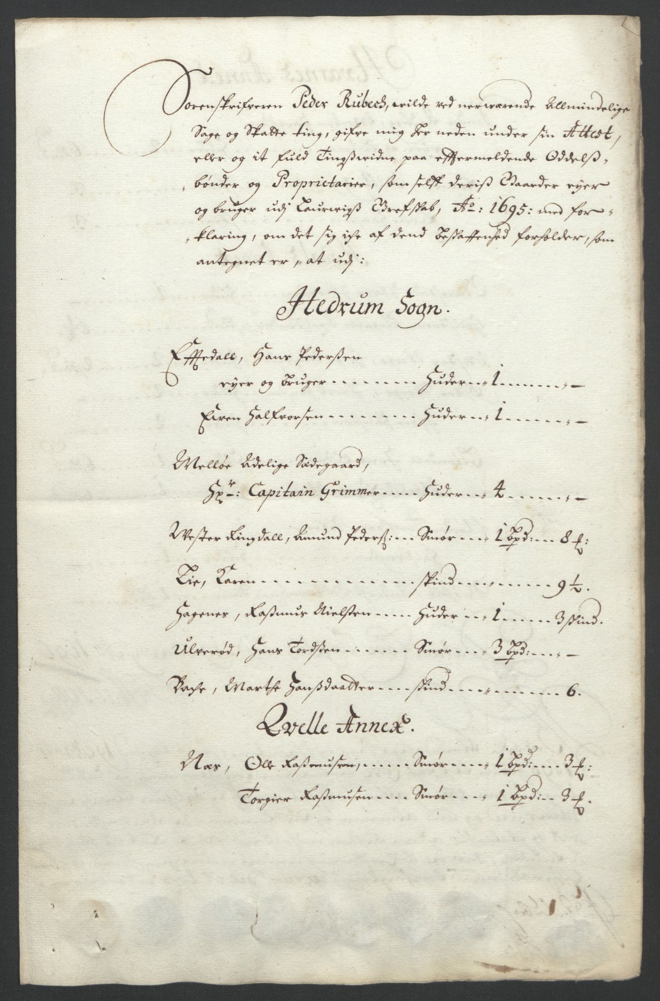 Rentekammeret inntil 1814, Reviderte regnskaper, Fogderegnskap, AV/RA-EA-4092/R33/L1974: Fogderegnskap Larvik grevskap, 1693-1695, p. 251