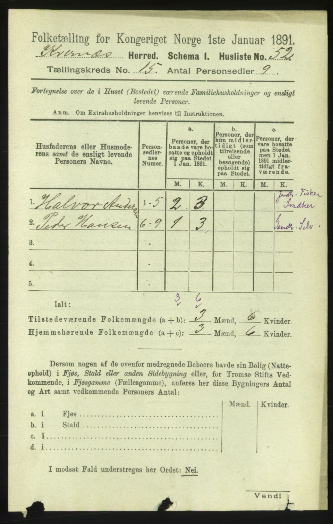 RA, 1891 census for 1553 Kvernes, 1891, p. 5947