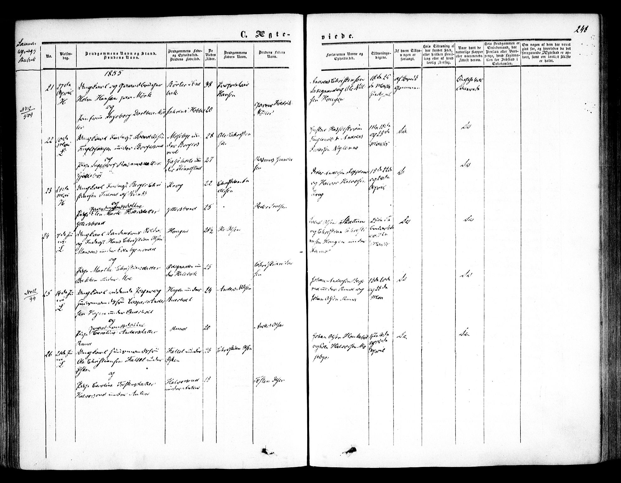 Høland prestekontor Kirkebøker, AV/SAO-A-10346a/F/Fa/L0010: Parish register (official) no. I 10, 1854-1861, p. 248