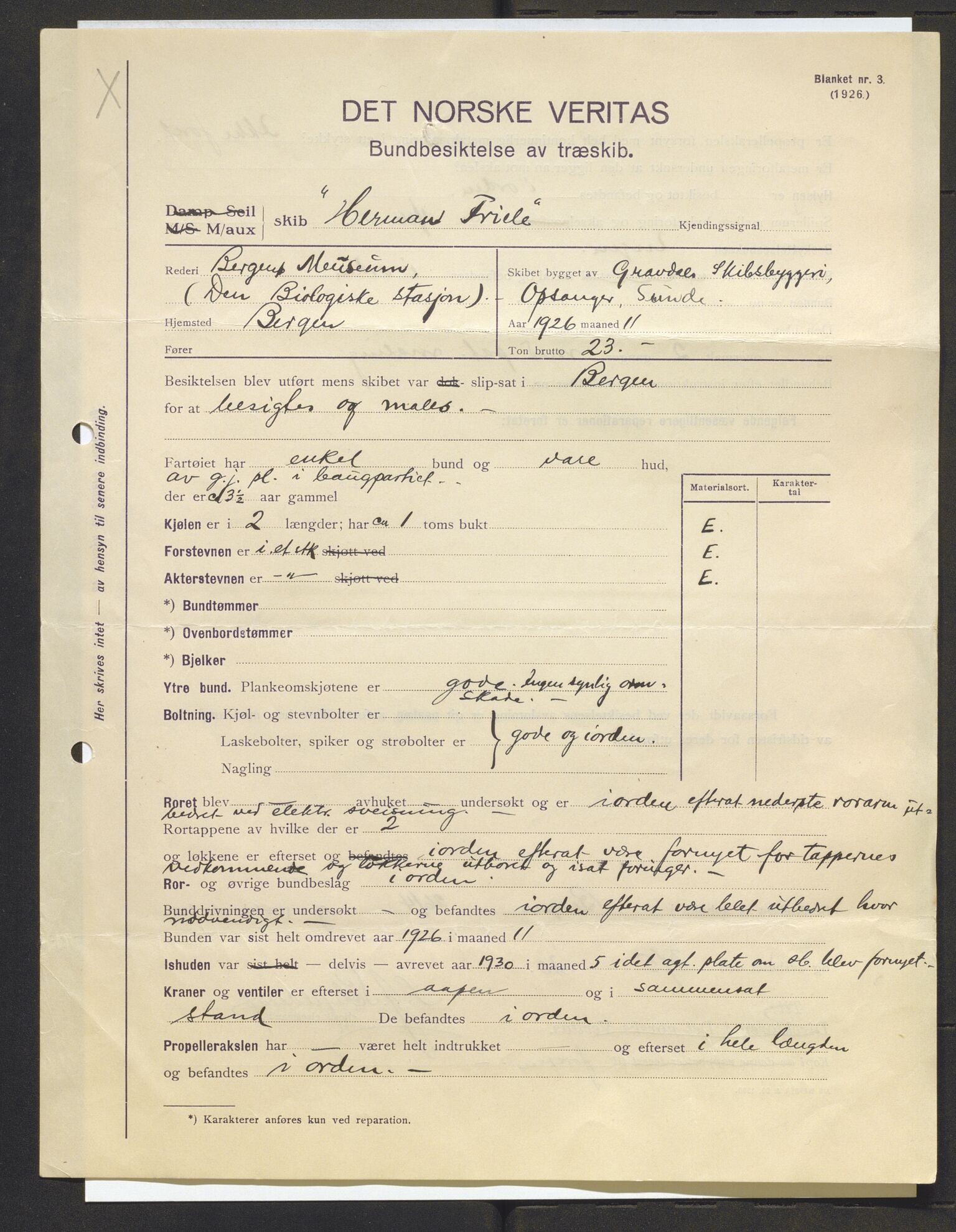 Bergens Museum, AV/SAB-A-17301/13/D/L0002: Korrespondanse , 1928-1940, p. 285
