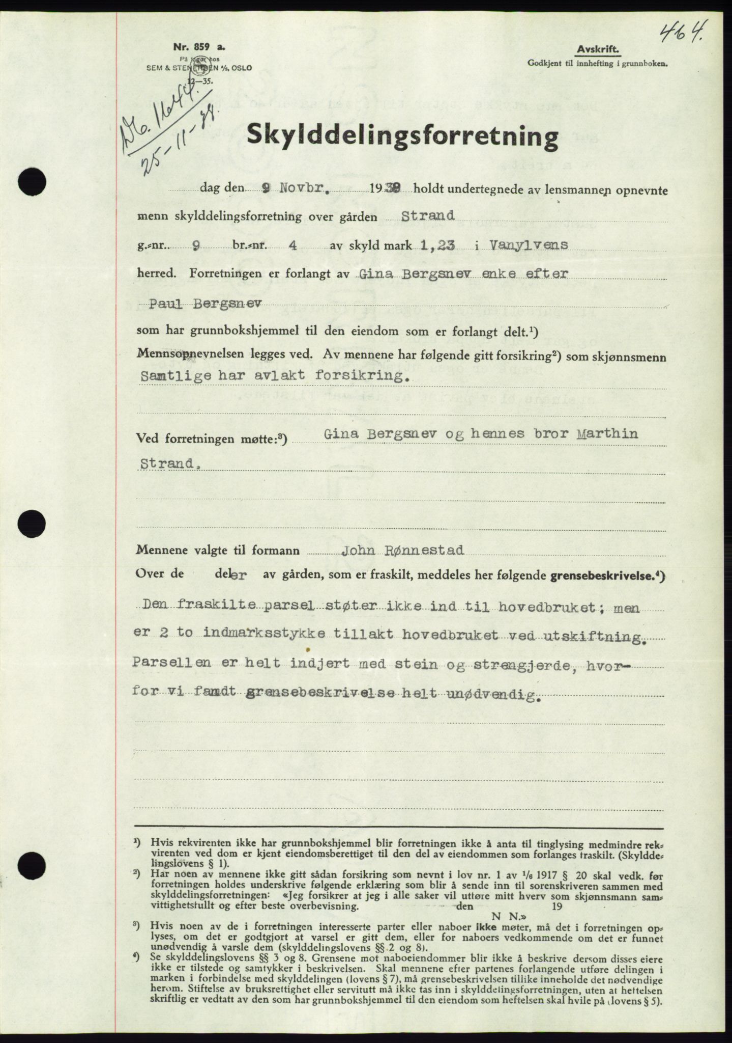 Søre Sunnmøre sorenskriveri, AV/SAT-A-4122/1/2/2C/L0066: Mortgage book no. 60, 1938-1938, Diary no: : 1644/1938