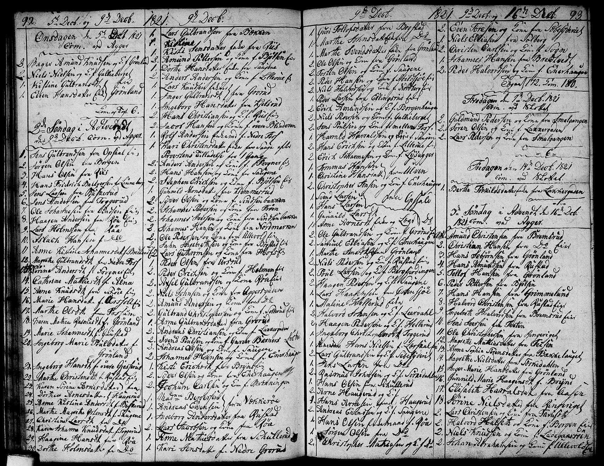 Aker prestekontor kirkebøker, AV/SAO-A-10861/G/L0003: Parish register (copy) no. 3, 1819-1836, p. 92-93