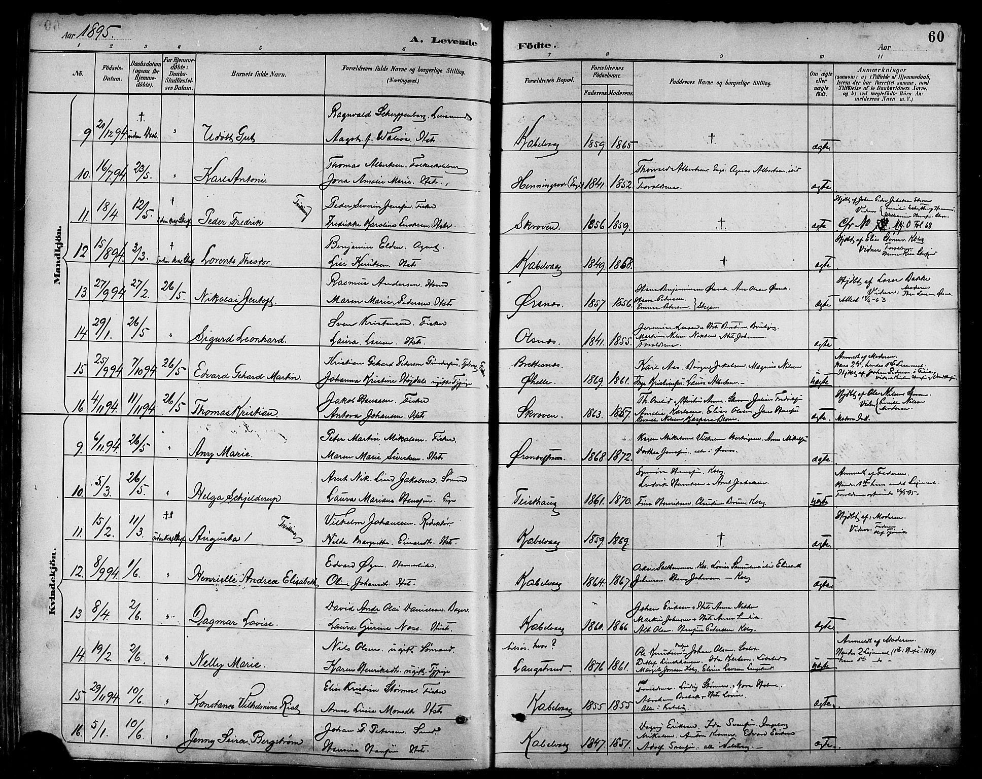 Ministerialprotokoller, klokkerbøker og fødselsregistre - Nordland, AV/SAT-A-1459/874/L1060: Parish register (official) no. 874A04, 1890-1899, p. 60