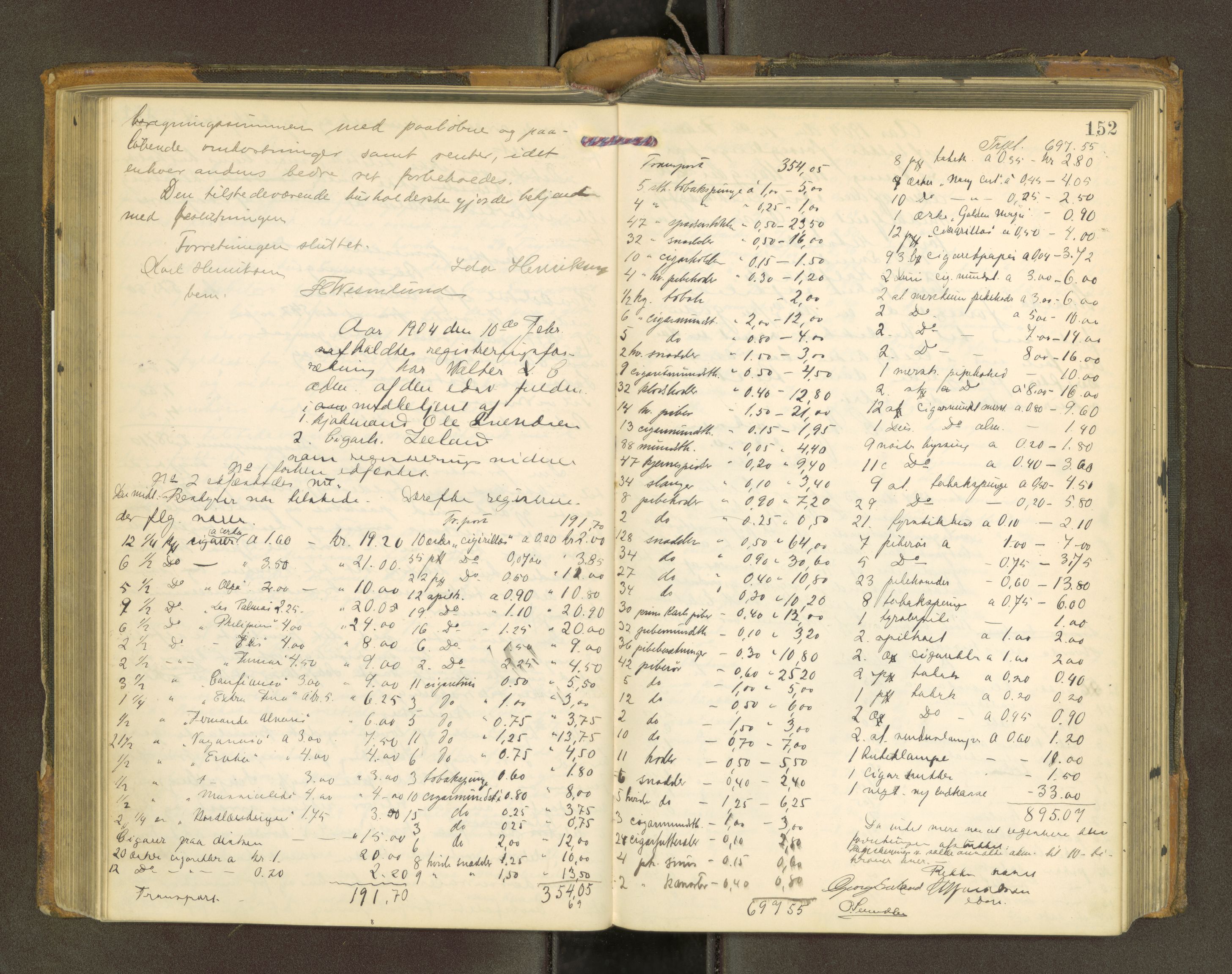 Steigen og Ofoten sorenskriveri, AV/SAT-A-0030/1/1/1E/L0003: Forhandlinger, 1899-1910, p. 151b-152a