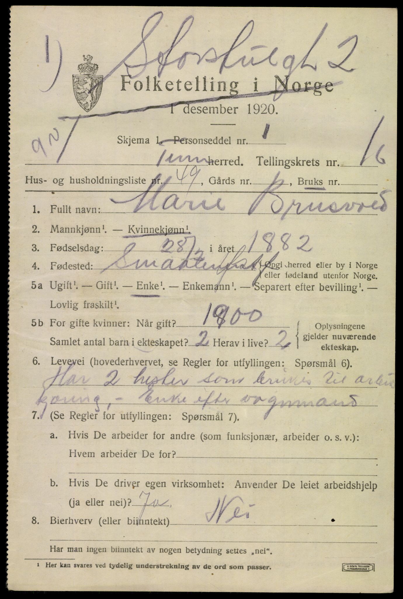 SAKO, 1920 census for Tinn, 1920, p. 17720