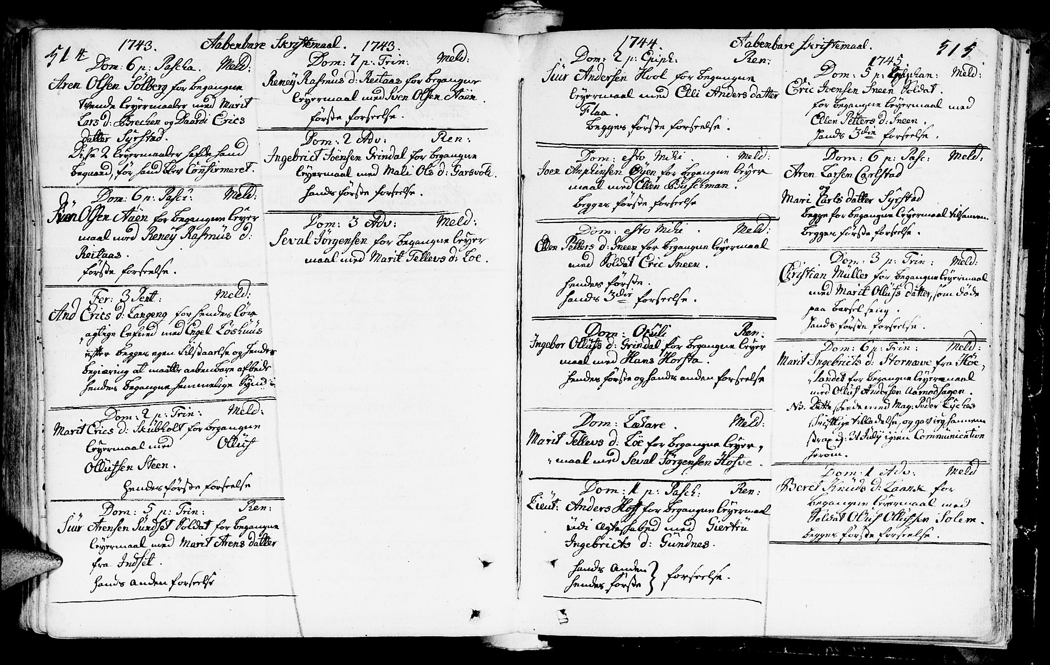 Ministerialprotokoller, klokkerbøker og fødselsregistre - Sør-Trøndelag, SAT/A-1456/672/L0850: Parish register (official) no. 672A03, 1725-1751, p. 514-515
