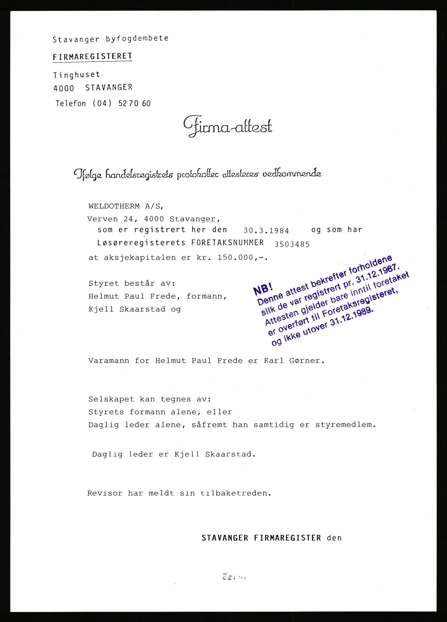 Stavanger byfogd, AV/SAST-A-101408/002/J/Jd/Jde/L0106: Registreringsmeldinger og bilag. Aksjeselskap, 2487-2515, 1984