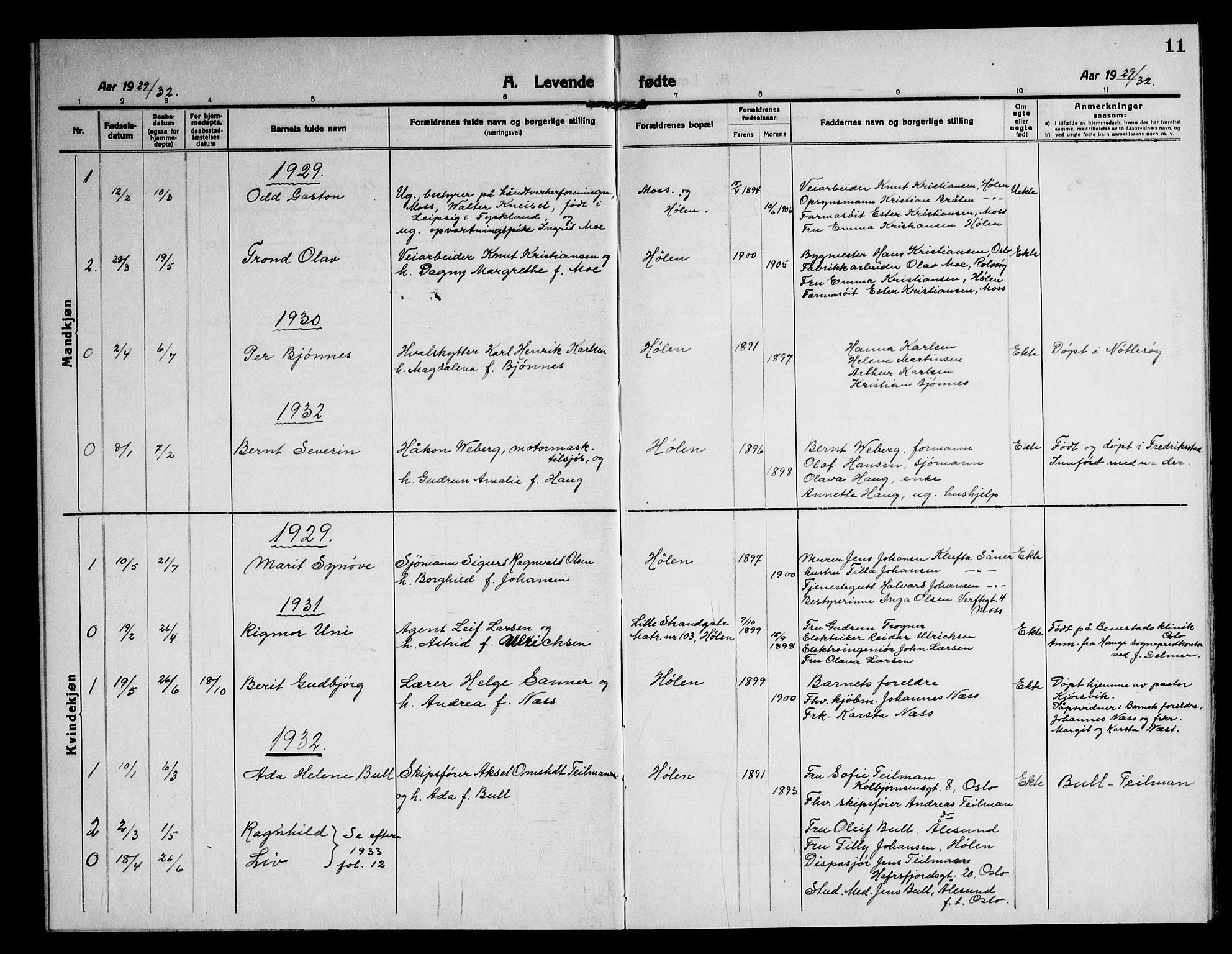 Vestby prestekontor Kirkebøker, AV/SAO-A-10893/G/Gc/L0006: Parish register (copy) no. III 6, 1915-1946, p. 11
