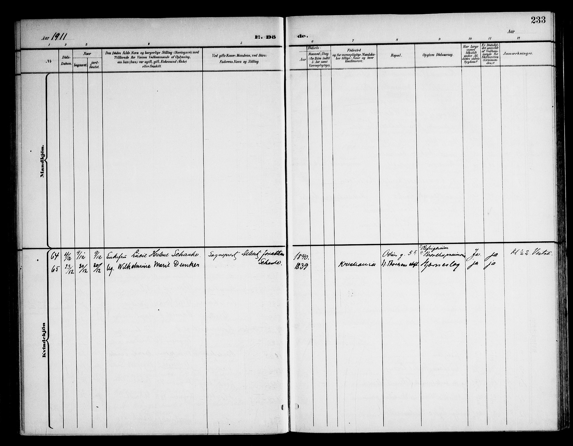 Frogner prestekontor Kirkebøker, AV/SAO-A-10886/F/Fa/L0004: Parish register (official) no. 4, 1898-1921, p. 233