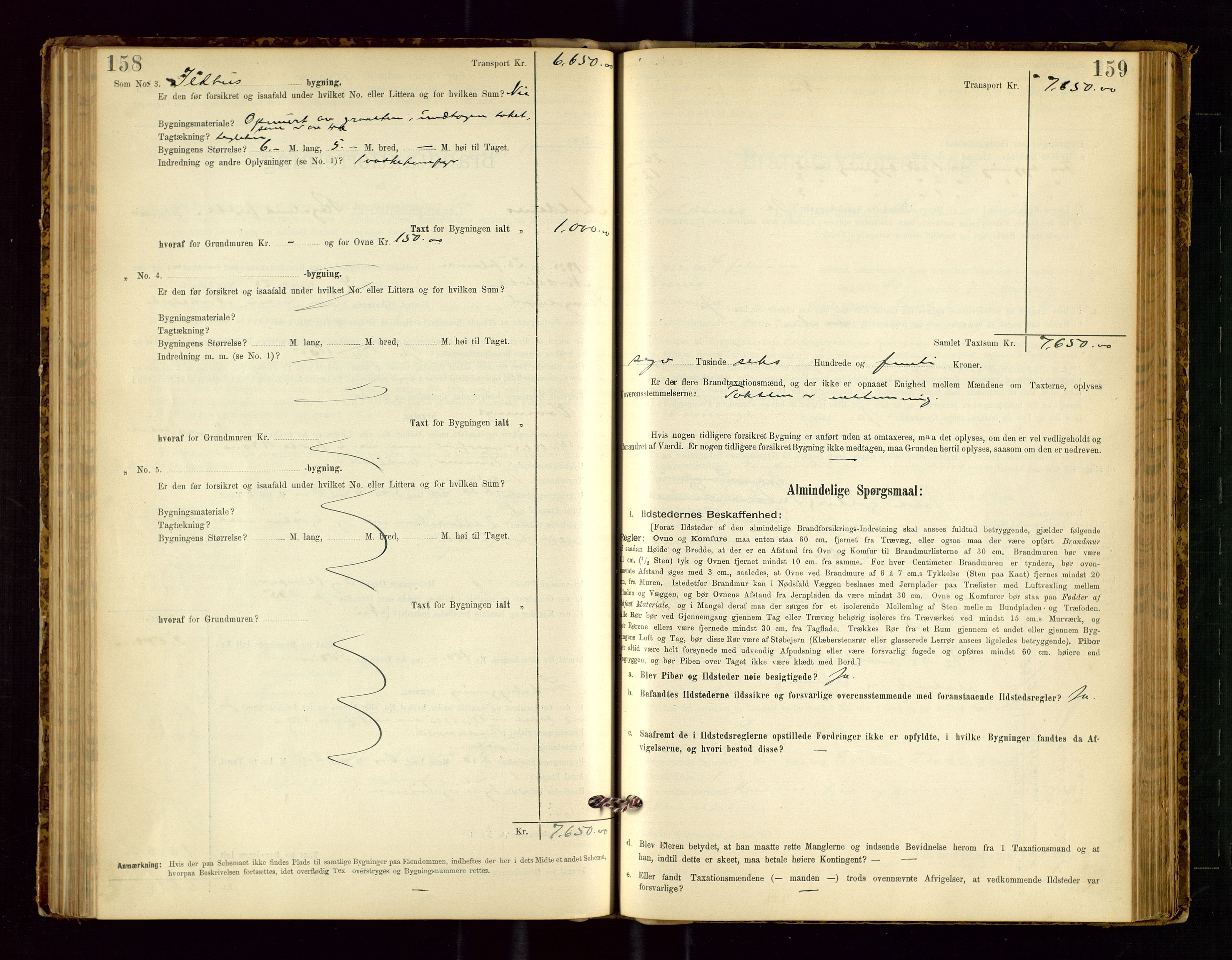 Avaldsnes lensmannskontor, AV/SAST-A-100286/Gob/L0001: "Brandtaxationsprotokol for Avaldsnes Lensmandsdistrikt Ryfylke Fogderi", 1894-1925, p. 158-159