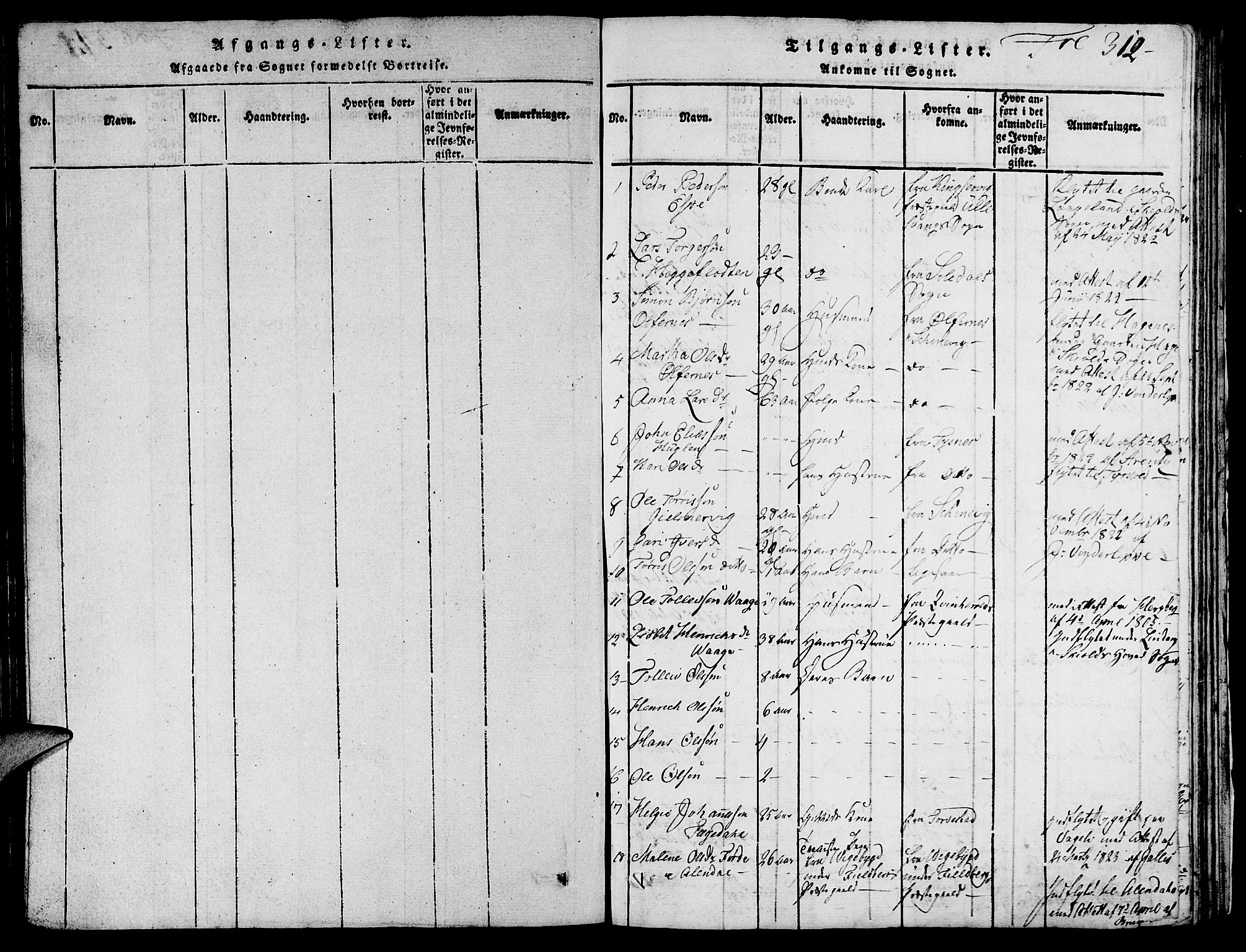 Skjold sokneprestkontor, SAST/A-101847/H/Ha/Hab/L0001: Parish register (copy) no. B 1, 1815-1835, p. 312