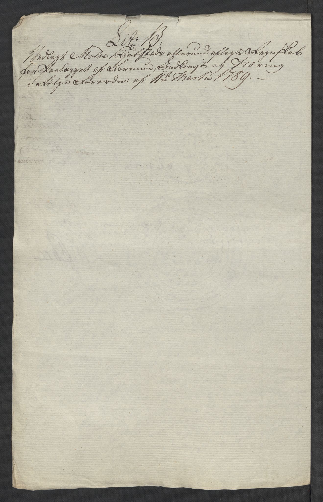 Rentekammeret inntil 1814, Reviderte regnskaper, Mindre regnskaper, RA/EA-4068/Rf/Rfe/L0024: Modum Blåfarvevverk, Molde, Moss, 1789, p. 59