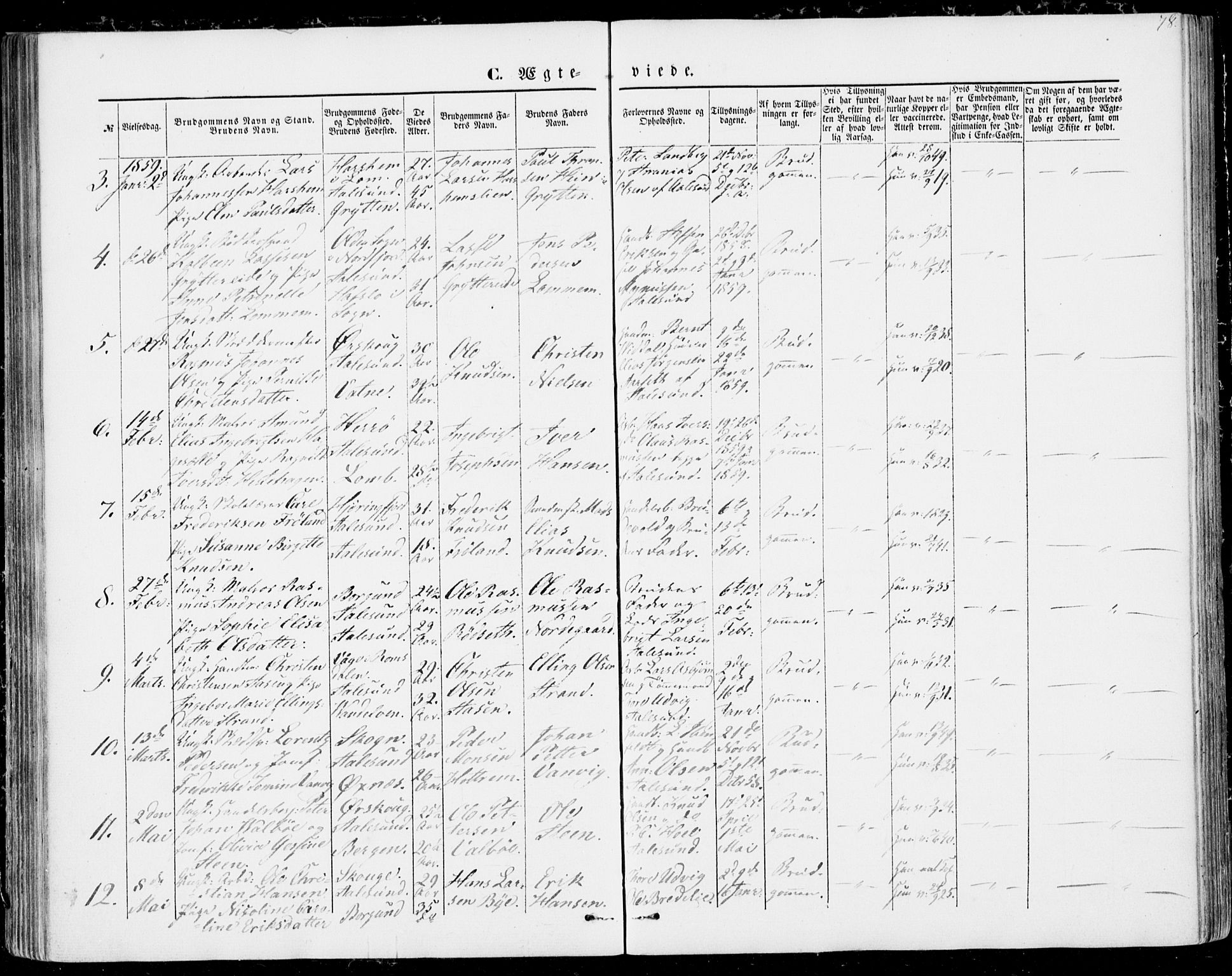 Ministerialprotokoller, klokkerbøker og fødselsregistre - Møre og Romsdal, AV/SAT-A-1454/529/L0451: Parish register (official) no. 529A01, 1855-1863, p. 78