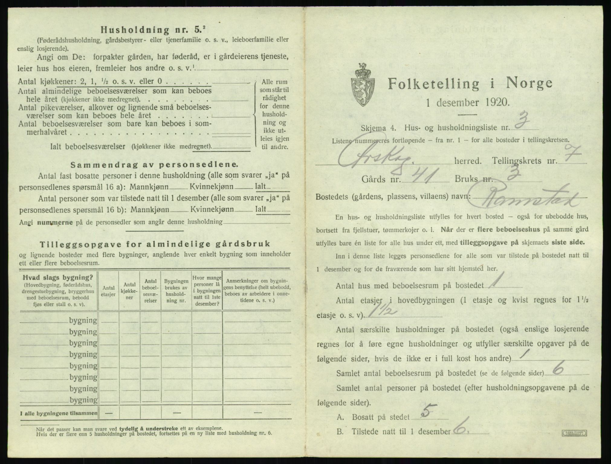 SAT, 1920 census for Ørskog, 1920, p. 540