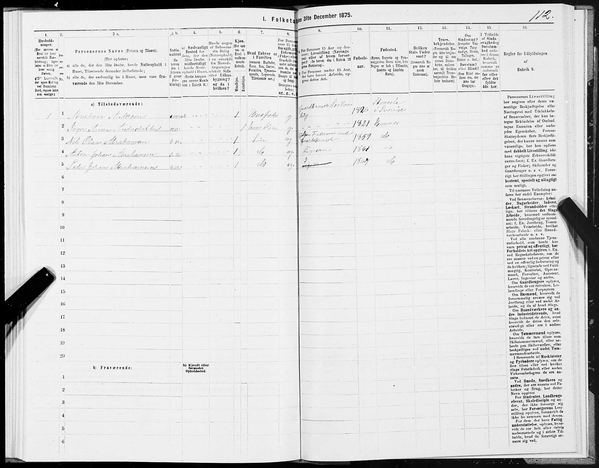 SAT, 1875 census for 1832P Hemnes, 1875, p. 3112