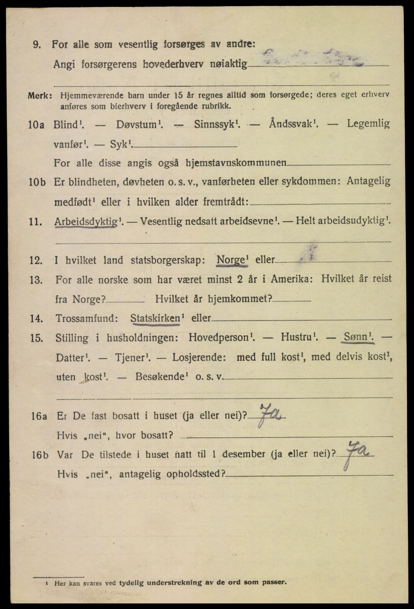 SAK, 1920 census for Øvre Sirdal, 1920, p. 1184