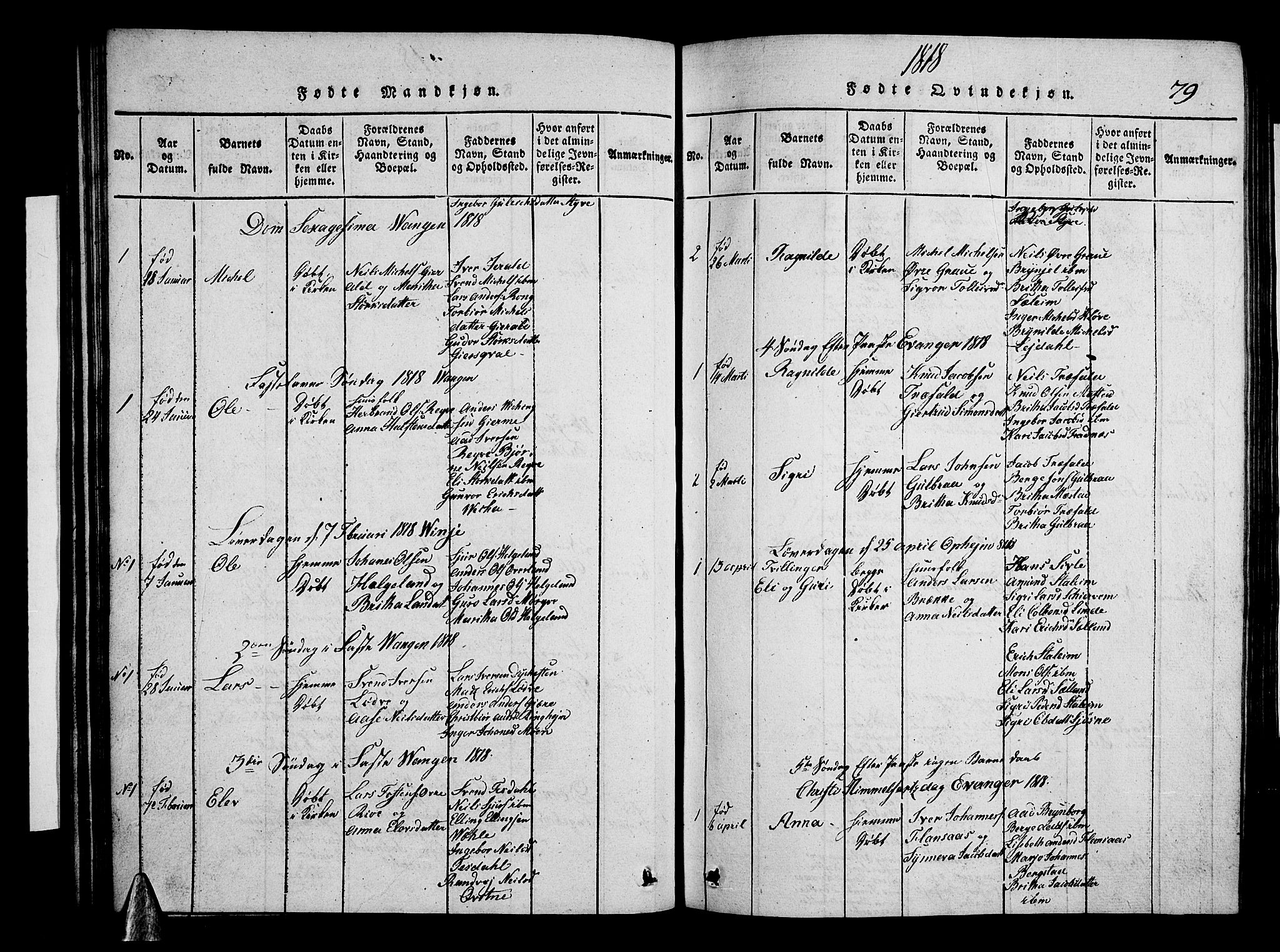 Voss sokneprestembete, SAB/A-79001/H/Hab: Parish register (copy) no. A 1, 1816-1818, p. 79
