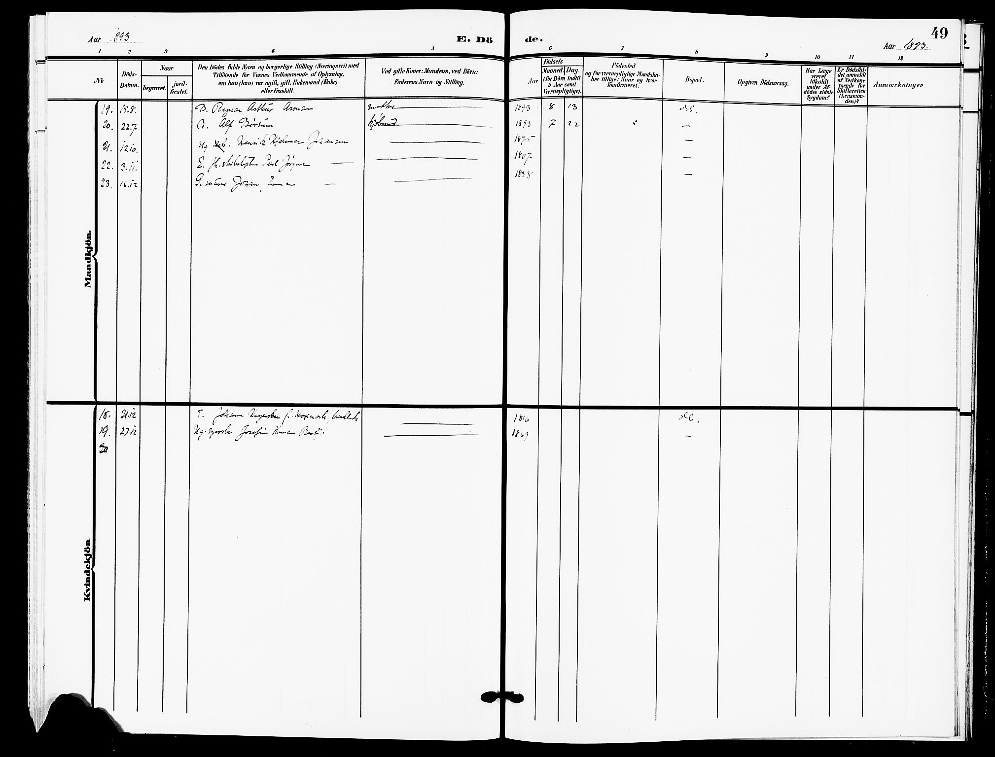 Drøbak prestekontor Kirkebøker, SAO/A-10142a/F/Fb/L0002: Parish register (official) no. II 2, 1891-1896, p. 49