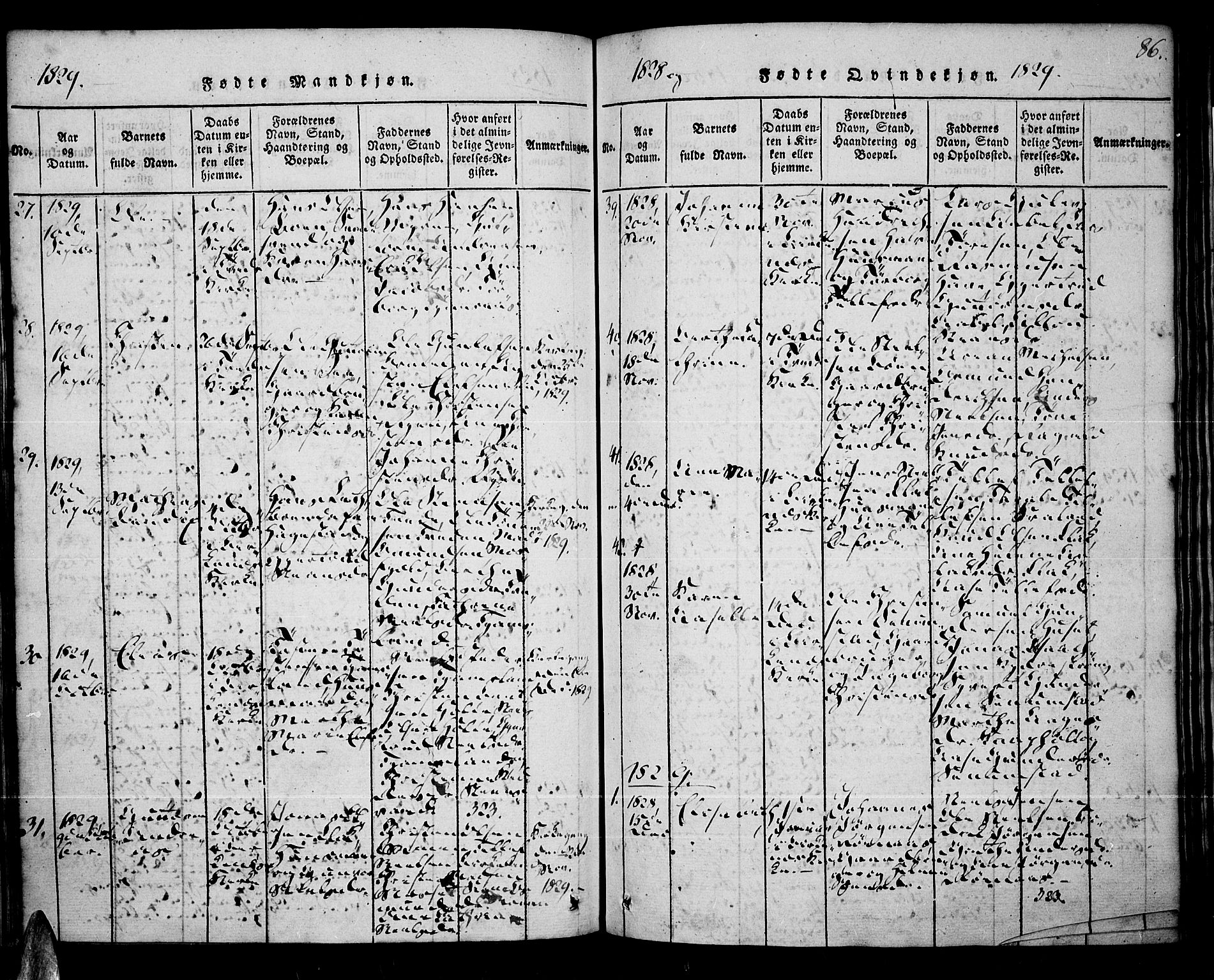 Tveit sokneprestkontor, AV/SAK-1111-0043/F/Fa/L0002: Parish register (official) no. A 2, 1820-1830, p. 86