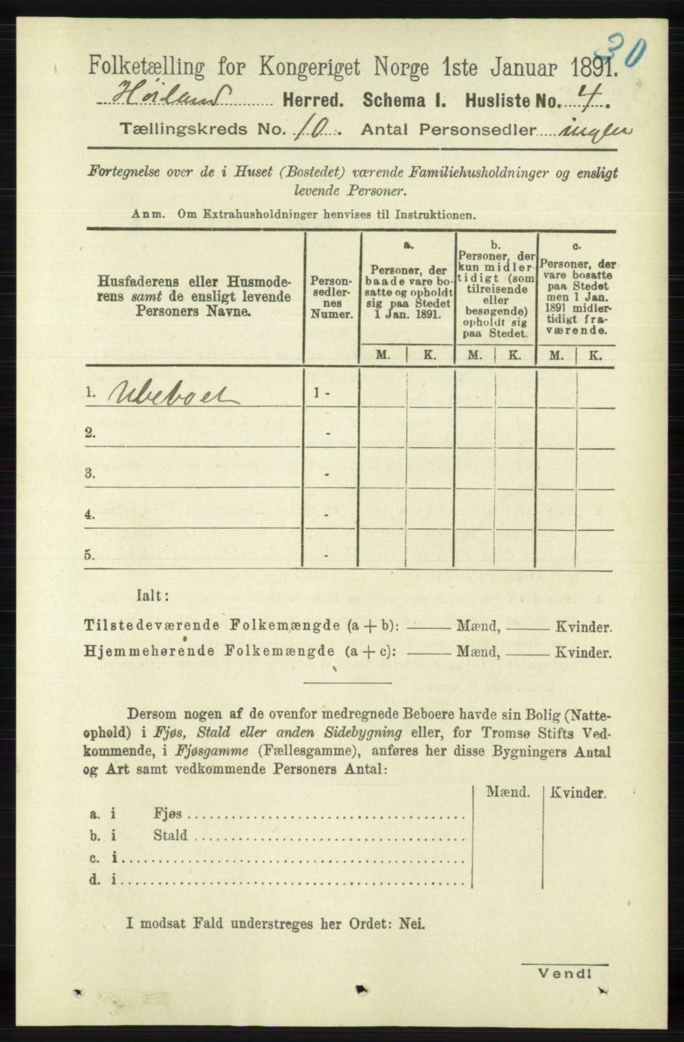 RA, 1891 census for 1123 Høyland, 1891, p. 4052