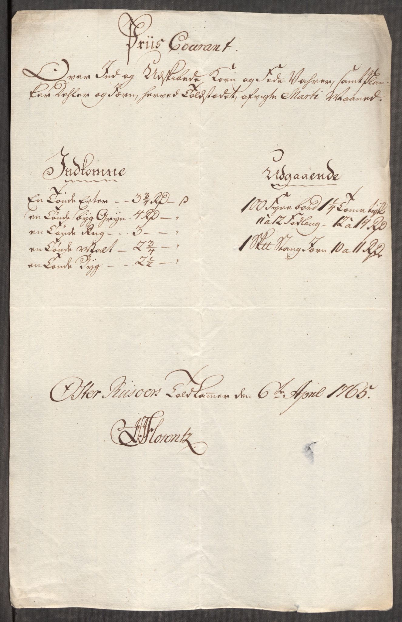 Rentekammeret inntil 1814, Realistisk ordnet avdeling, RA/EA-4070/Oe/L0008: [Ø1]: Priskuranter, 1764-1768, p. 426