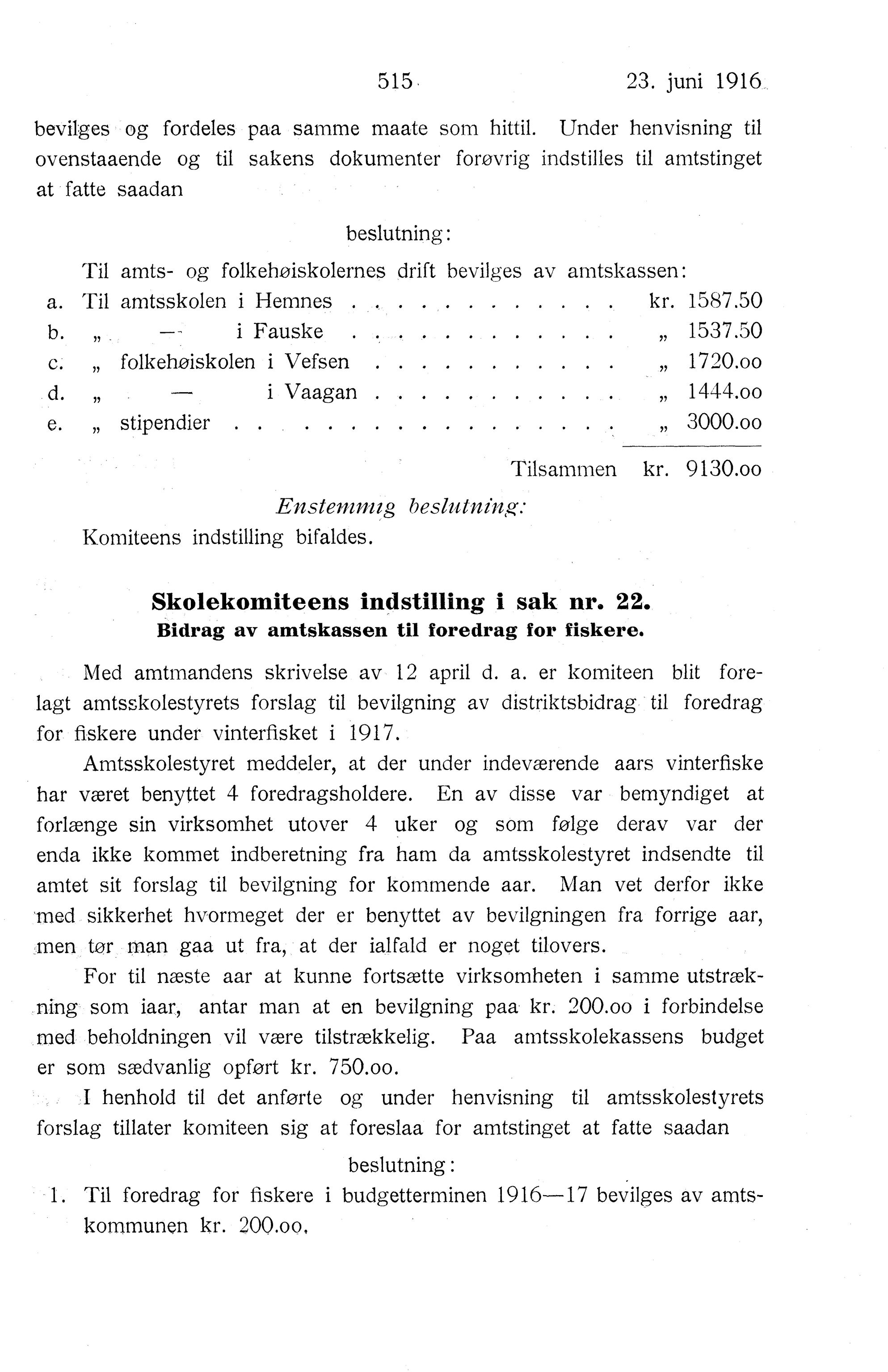 Nordland Fylkeskommune. Fylkestinget, AIN/NFK-17/176/A/Ac/L0039: Fylkestingsforhandlinger 1916, 1916