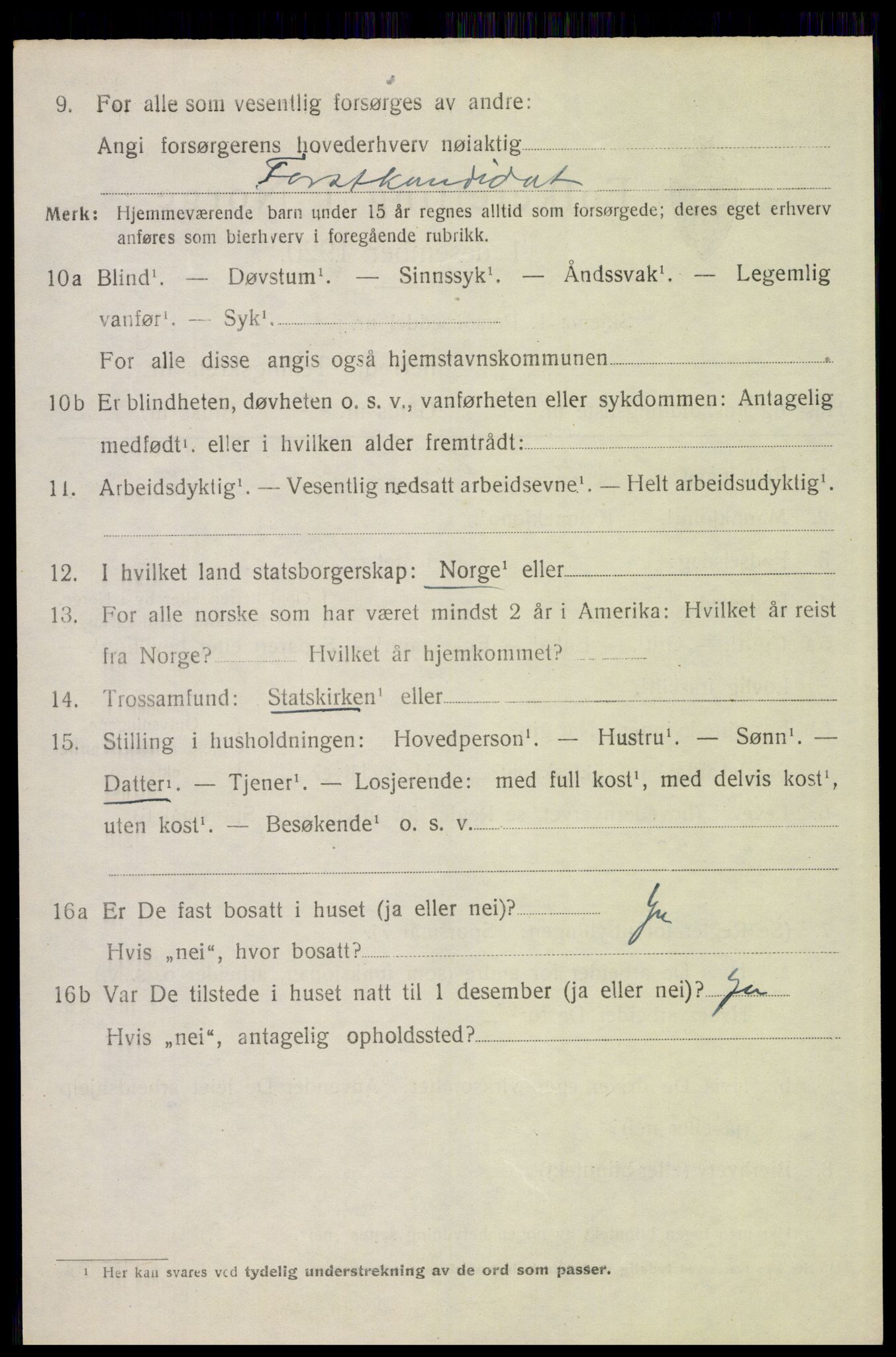 SAH, 1920 census for Elverum, 1920, p. 9705