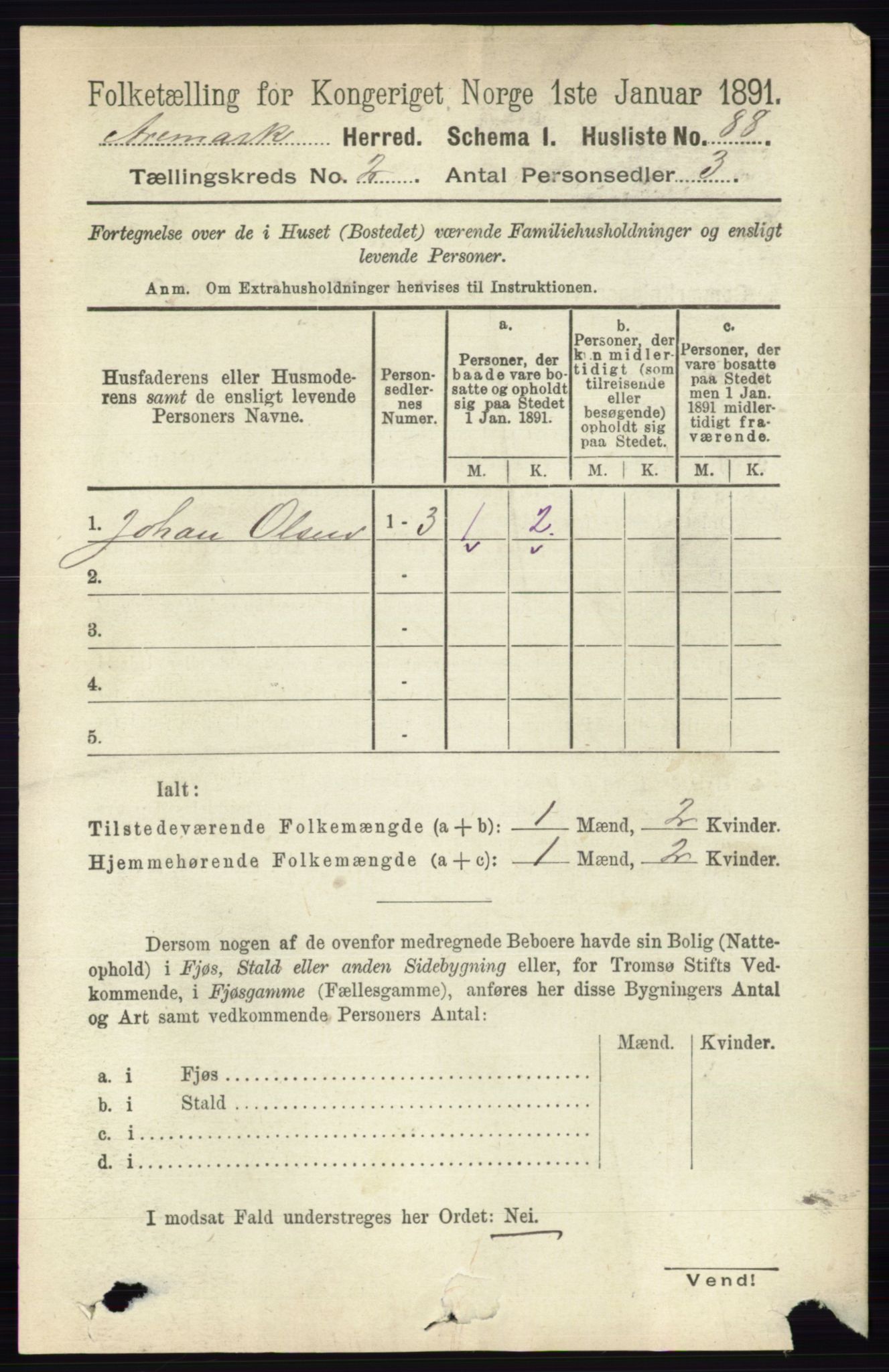 RA, 1891 census for 0118 Aremark, 1891, p. 868