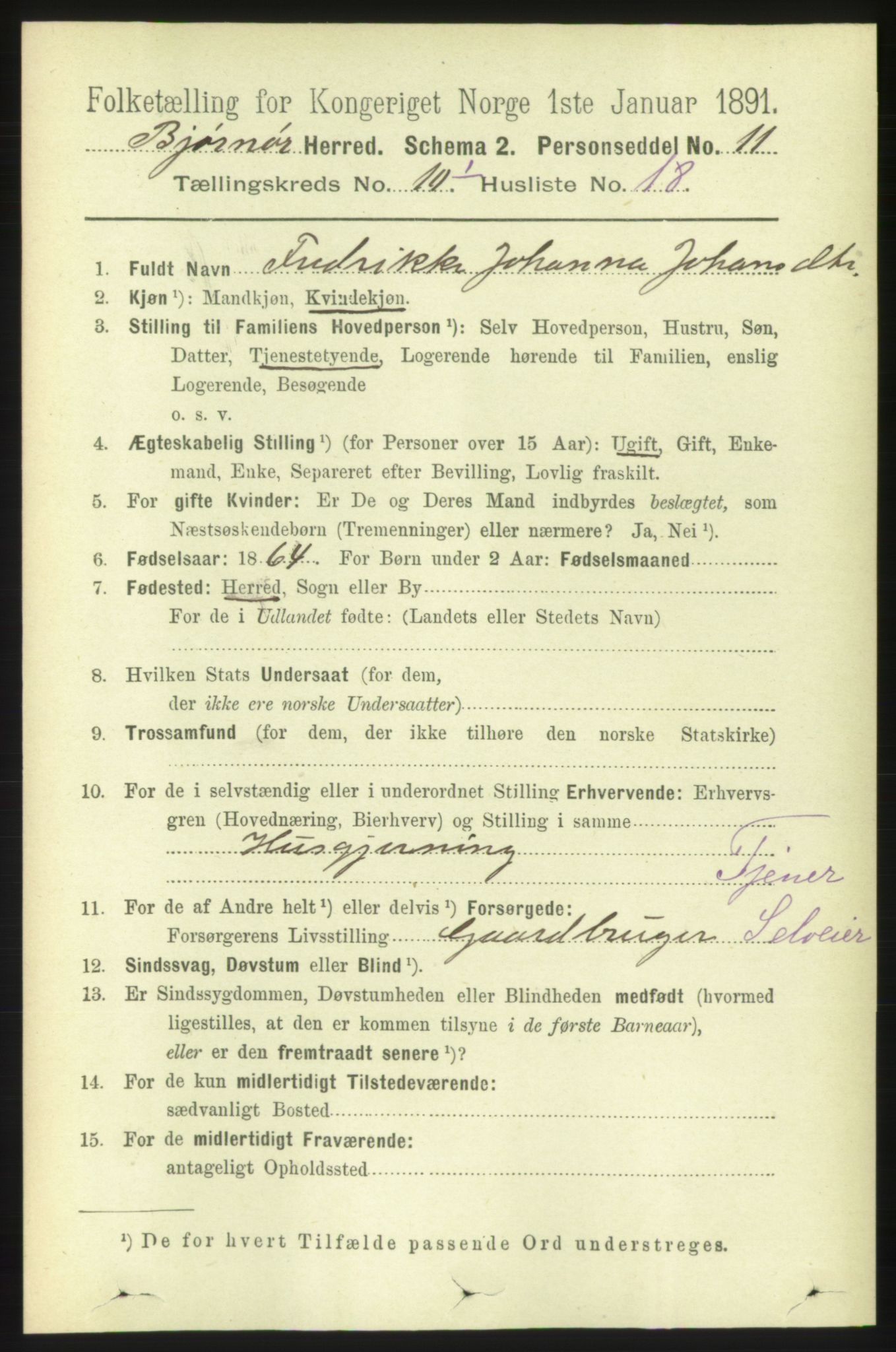 RA, 1891 census for 1632 Bjørnør, 1891, p. 4254