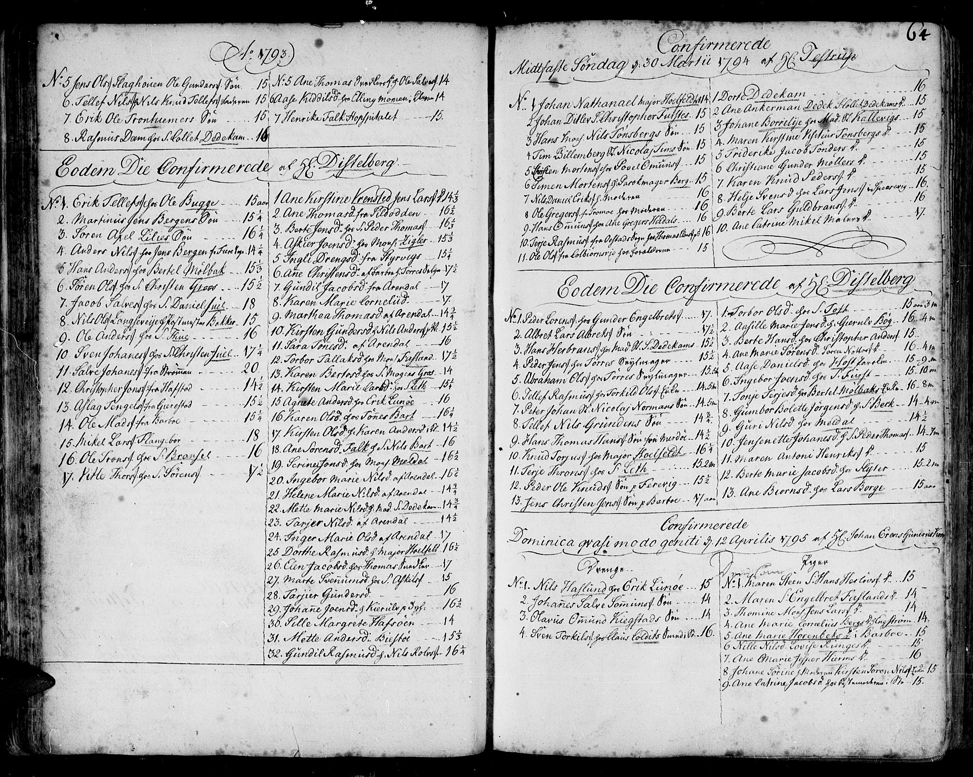 Arendal sokneprestkontor, Trefoldighet, SAK/1111-0040/F/Fa/L0001: Parish register (official) no. A 1, 1703-1815, p. 64