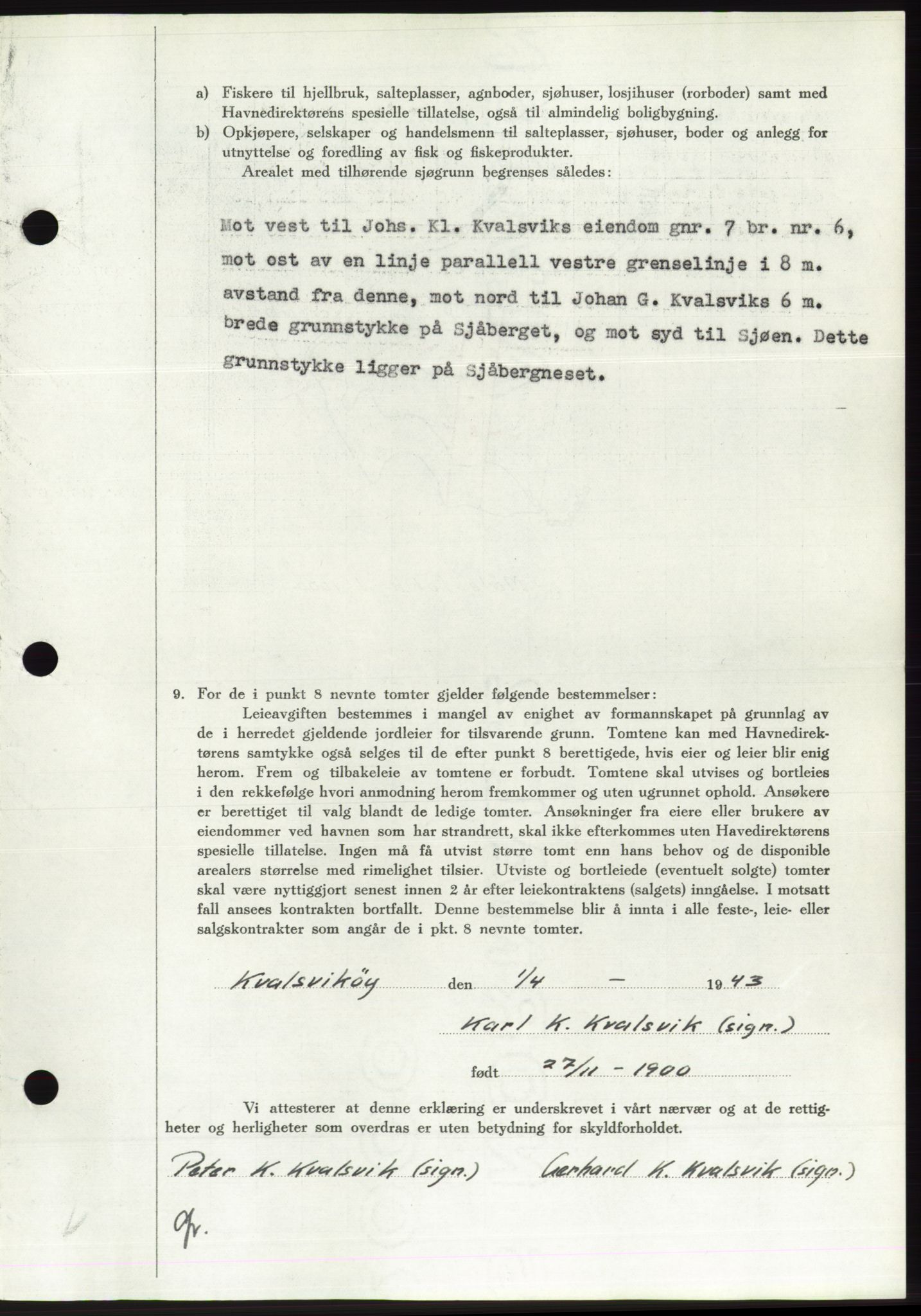 Søre Sunnmøre sorenskriveri, AV/SAT-A-4122/1/2/2C/L0075: Mortgage book no. 1A, 1943-1943, Diary no: : 769/1943