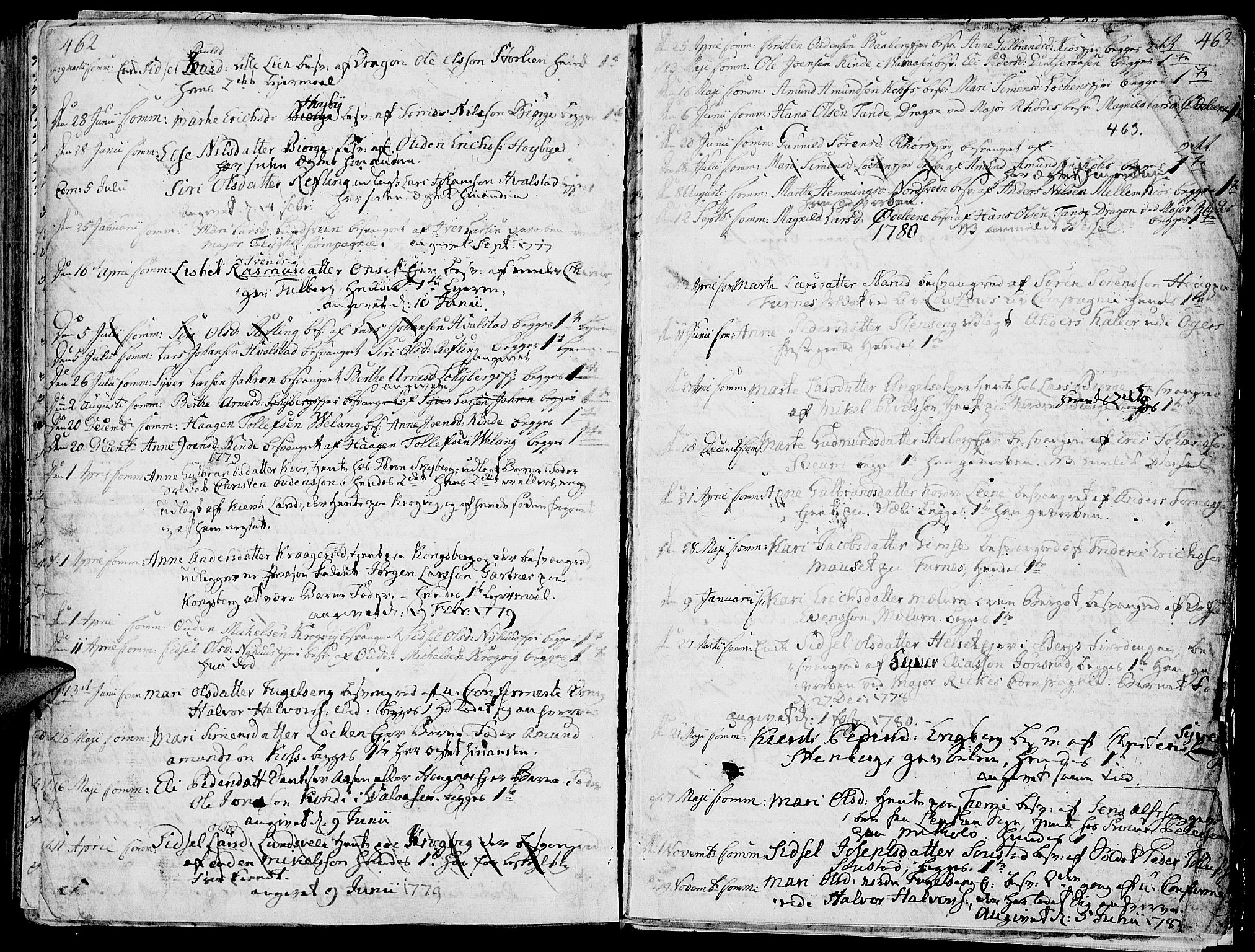 Ringsaker prestekontor, SAH/PREST-014/K/Ka/L0003: Parish register (official) no. 3, 1775-1798, p. 462-463