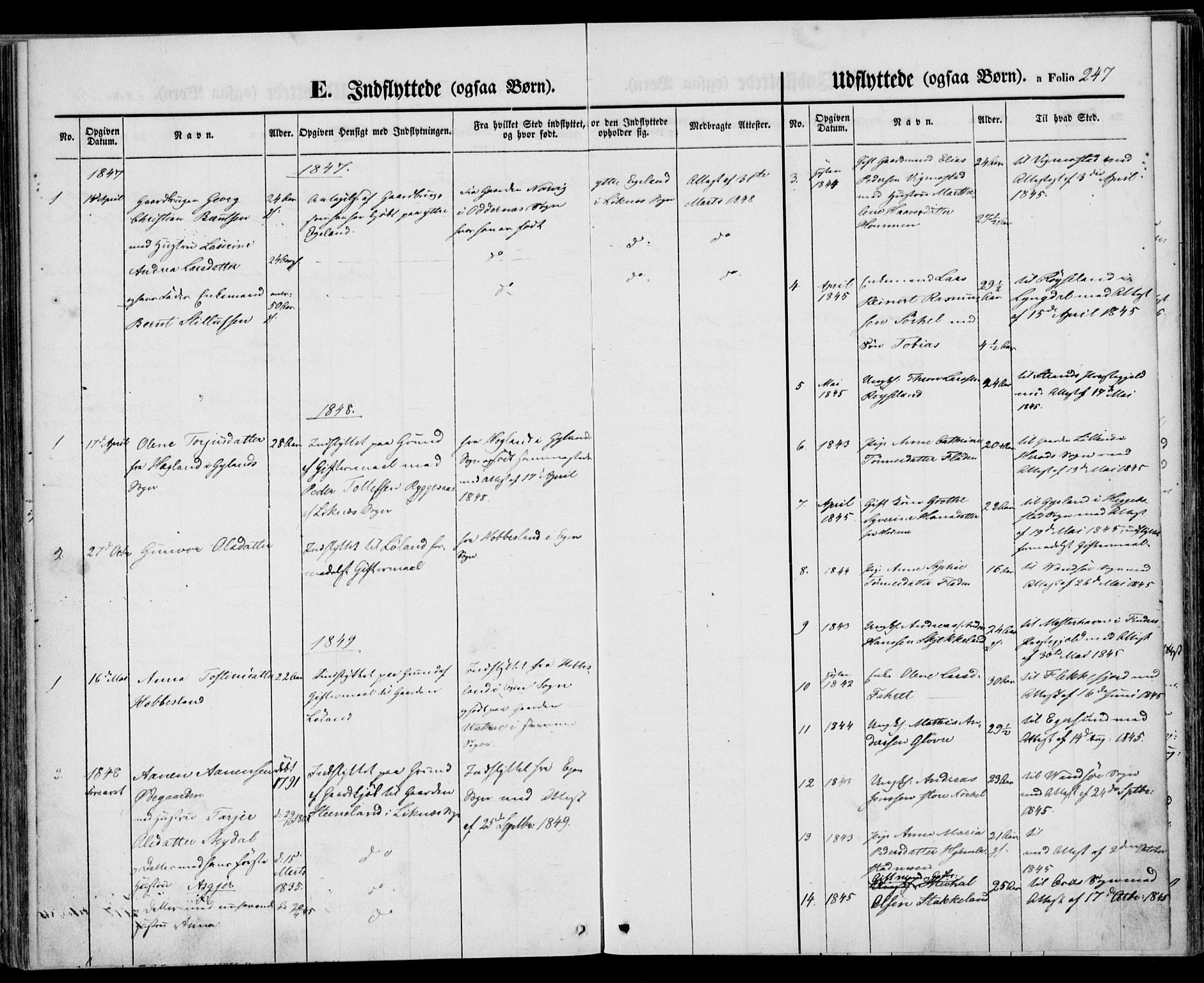 Kvinesdal sokneprestkontor, AV/SAK-1111-0026/F/Fa/Fab/L0005: Parish register (official) no. A 5, 1844-1857, p. 247