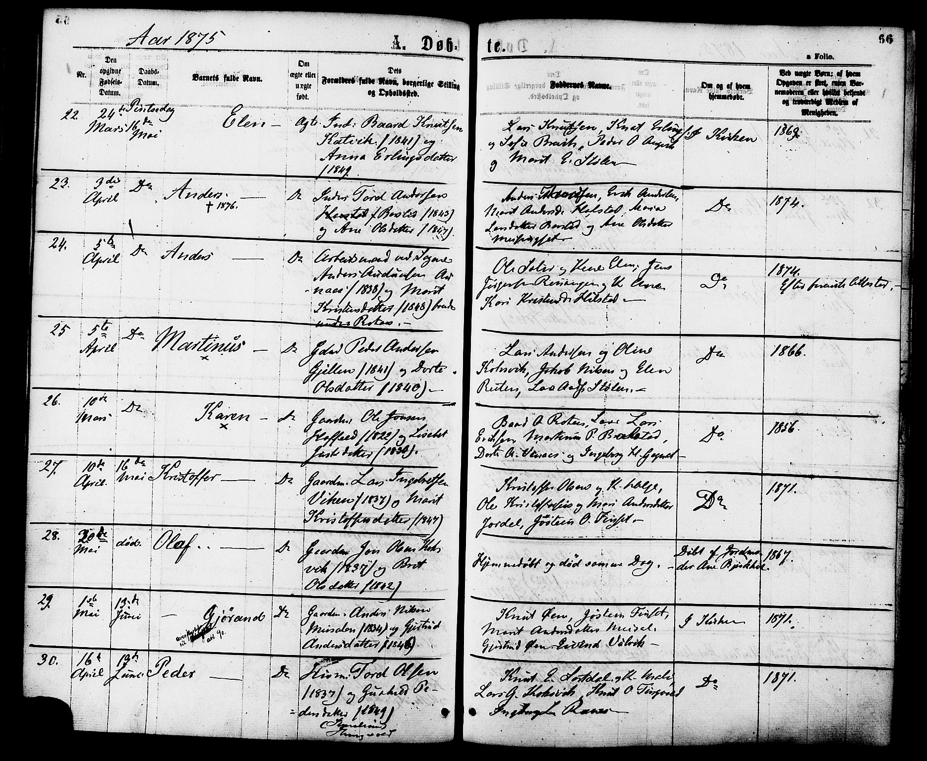 Ministerialprotokoller, klokkerbøker og fødselsregistre - Møre og Romsdal, AV/SAT-A-1454/586/L0986: Parish register (official) no. 586A12, 1867-1878, p. 66