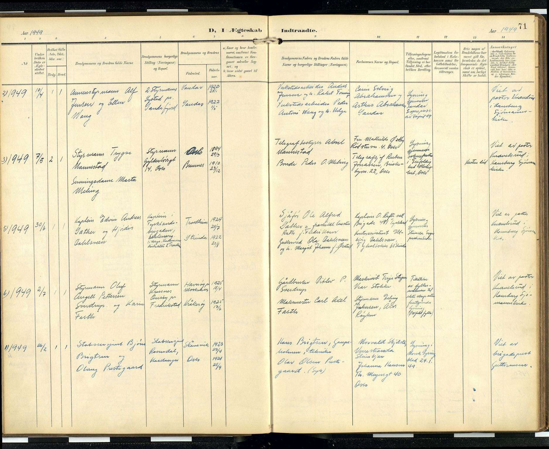 Den norske sjømannsmisjon i utlandet/Hamburg, AV/SAB-SAB/PA-0107/H/Ha/L0001: Parish register (official) no. A 1, 1907-1951, p. 70b-71a